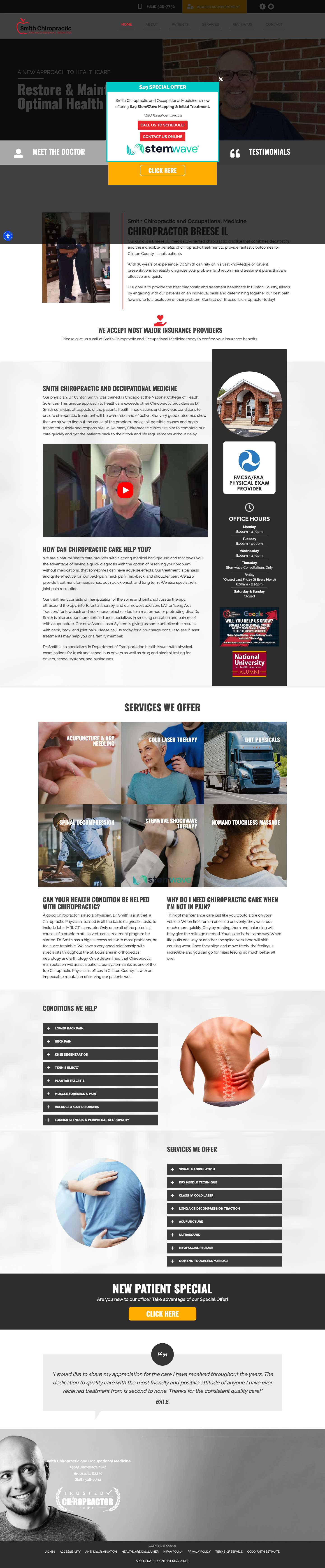 New Patient Special | Clinton Smith D.C - Full Screenshot