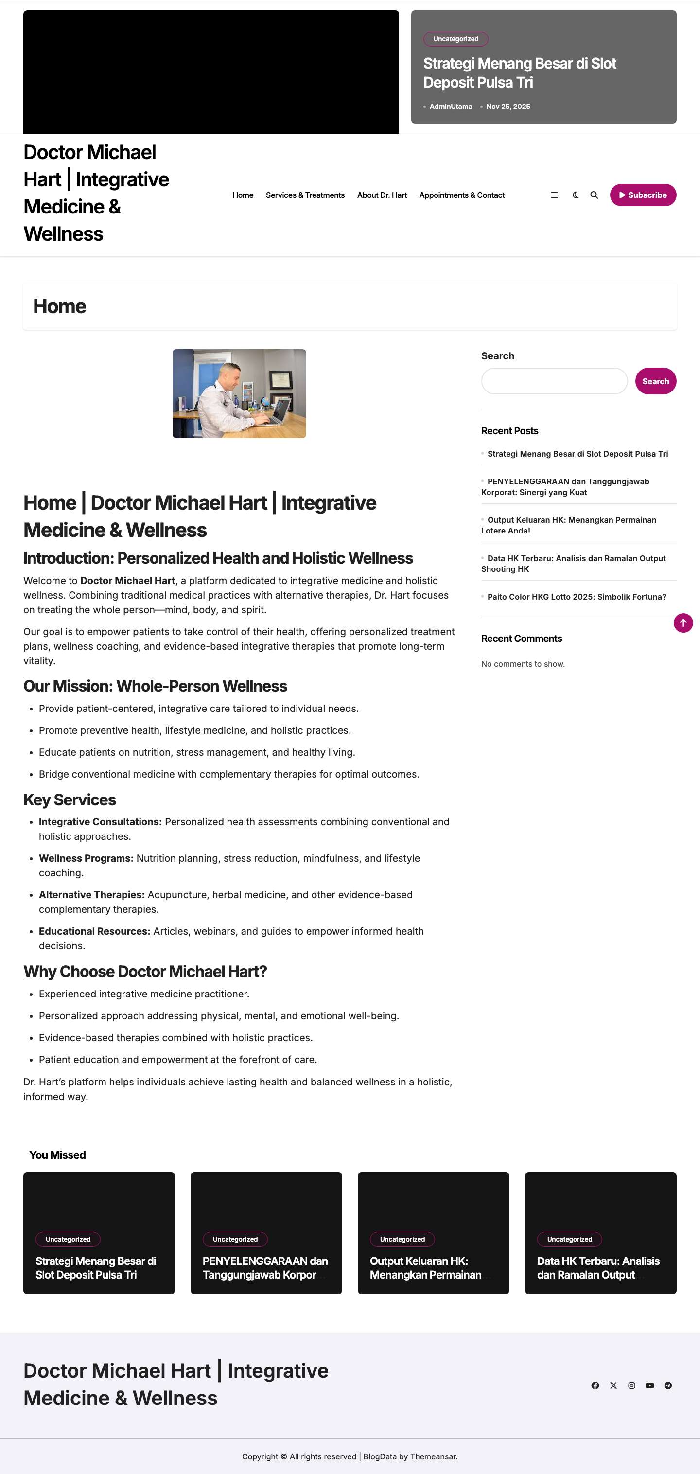 Home - Doctor Michael Hart | Integrative Medicine & Wellness - Full Screenshot