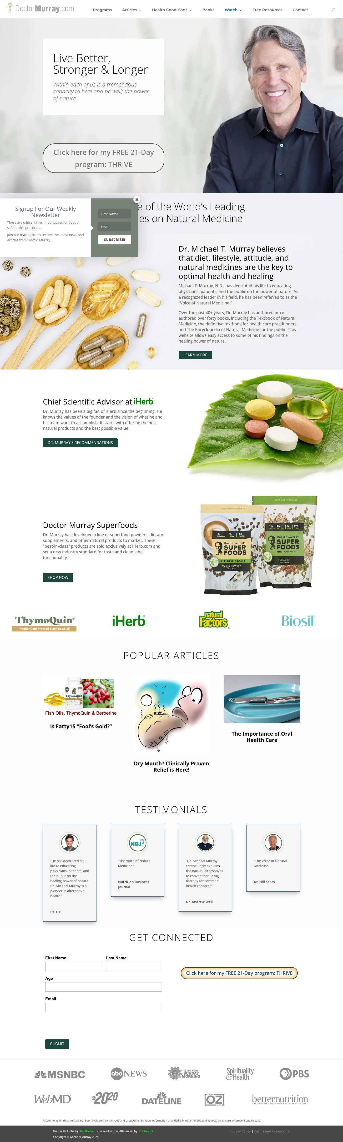 Dr. Michael Murray - Natural Health & Holistic Medicine - Full Screenshot