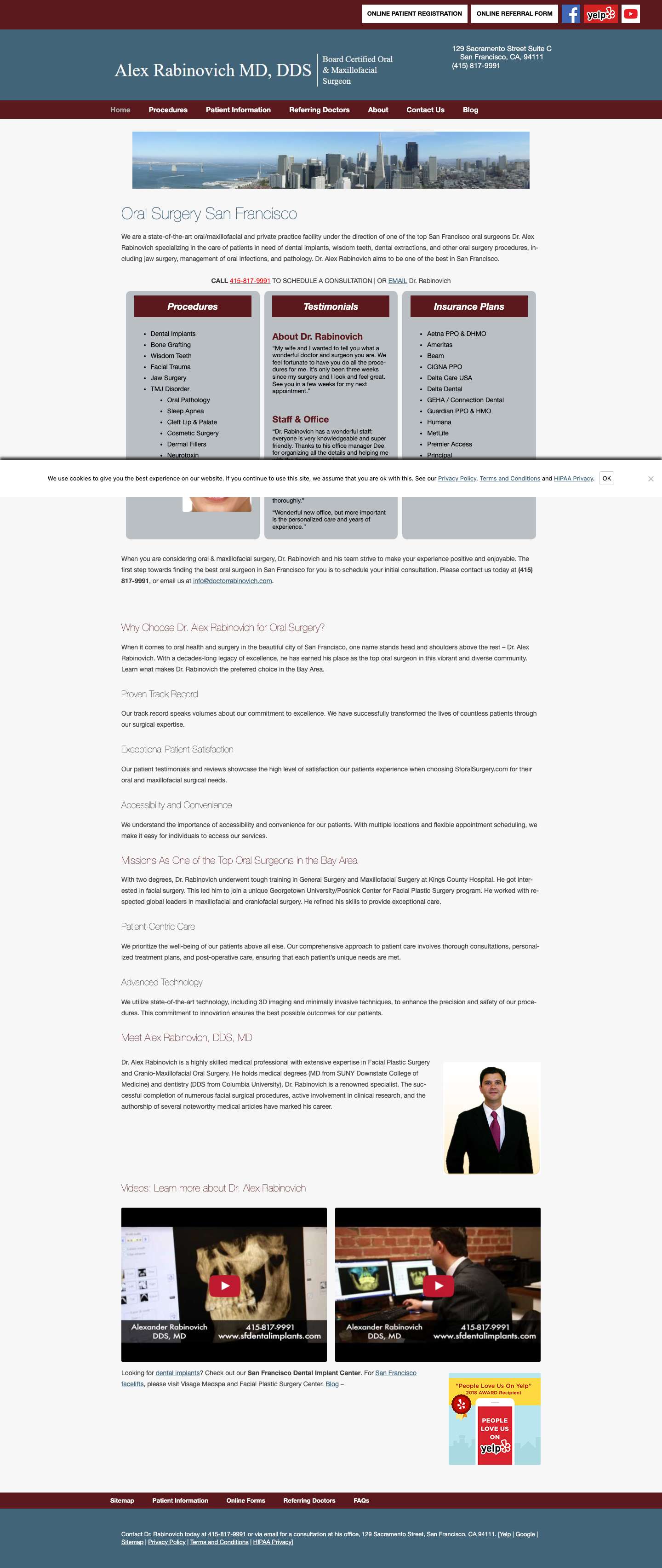 Oral Surgery San Francisco | Dr. Alex Rabinovich | Maxillofacial Surgery - Full Screenshot