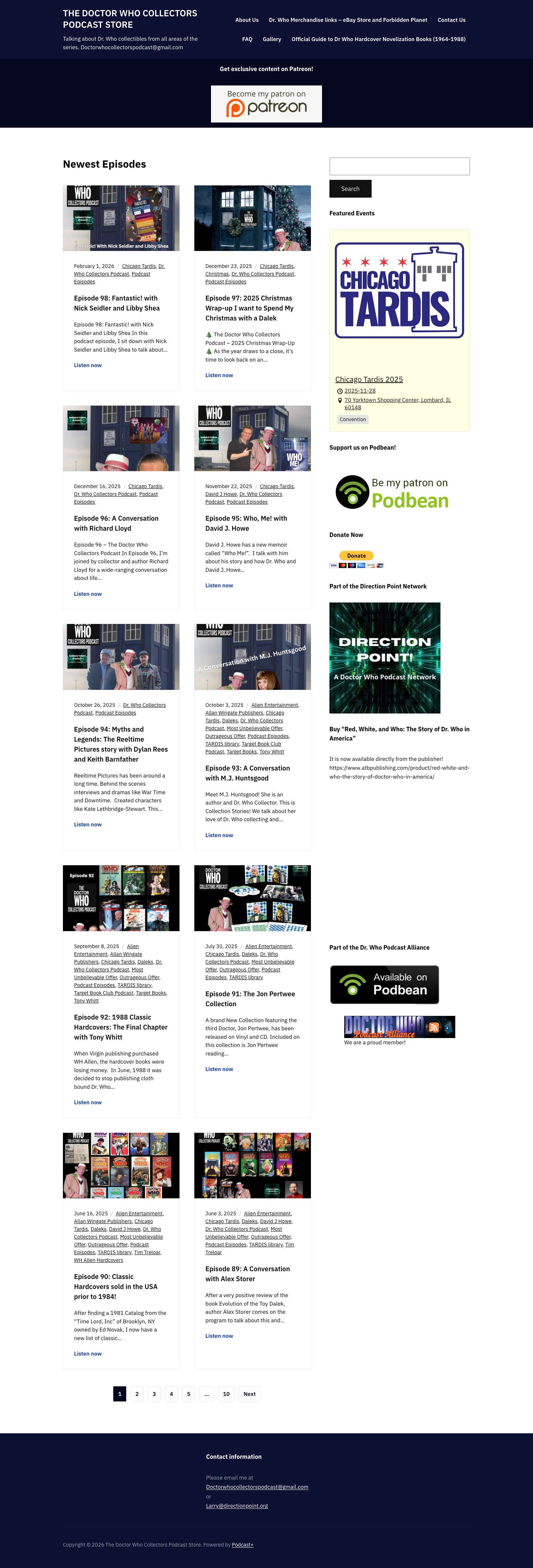 The Doctor Who Collectors Podcast Store - Full Screenshot