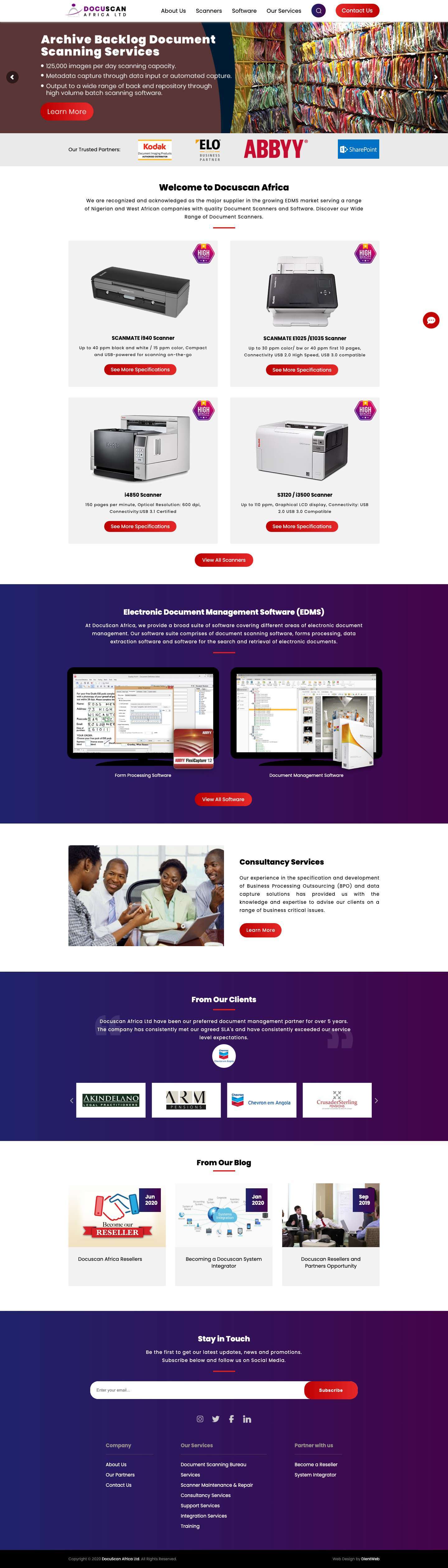Docuscan Africa | Document Management Softwares, Scanners, Storage Systems - Full Screenshot