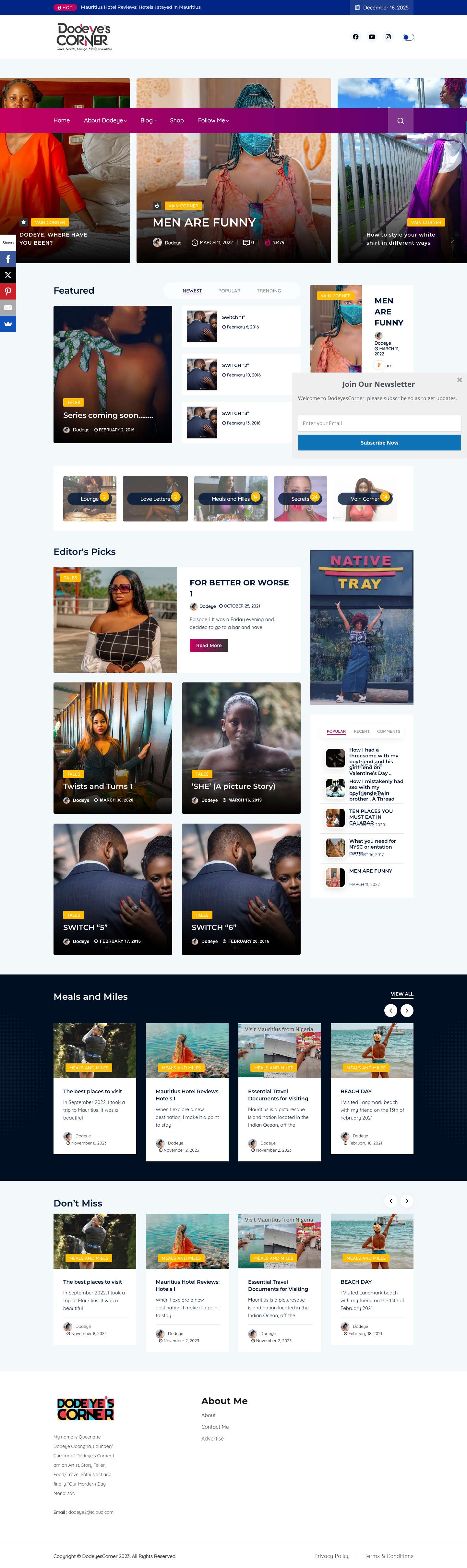 Home | Dodeye's Corner - Full Screenshot
