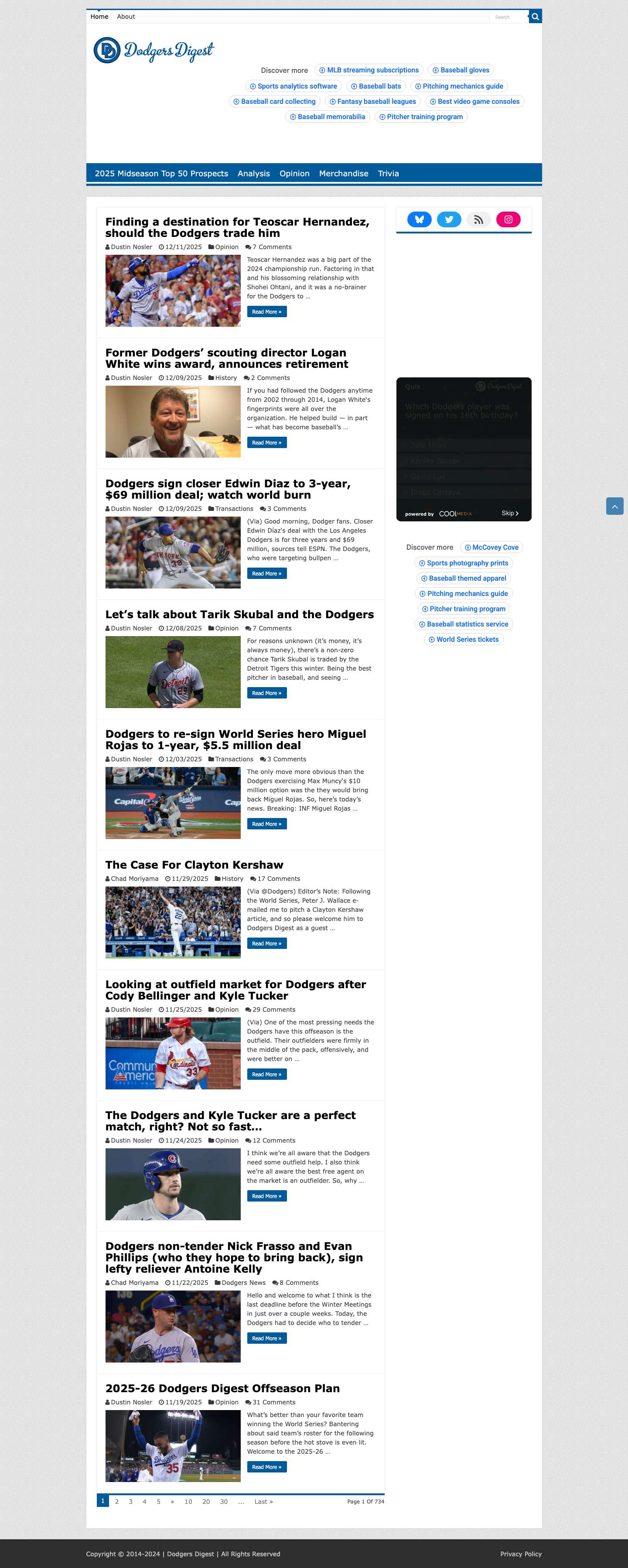 Dodgers Digest – Los Angeles Dodgers Baseball Blog - Full Screenshot