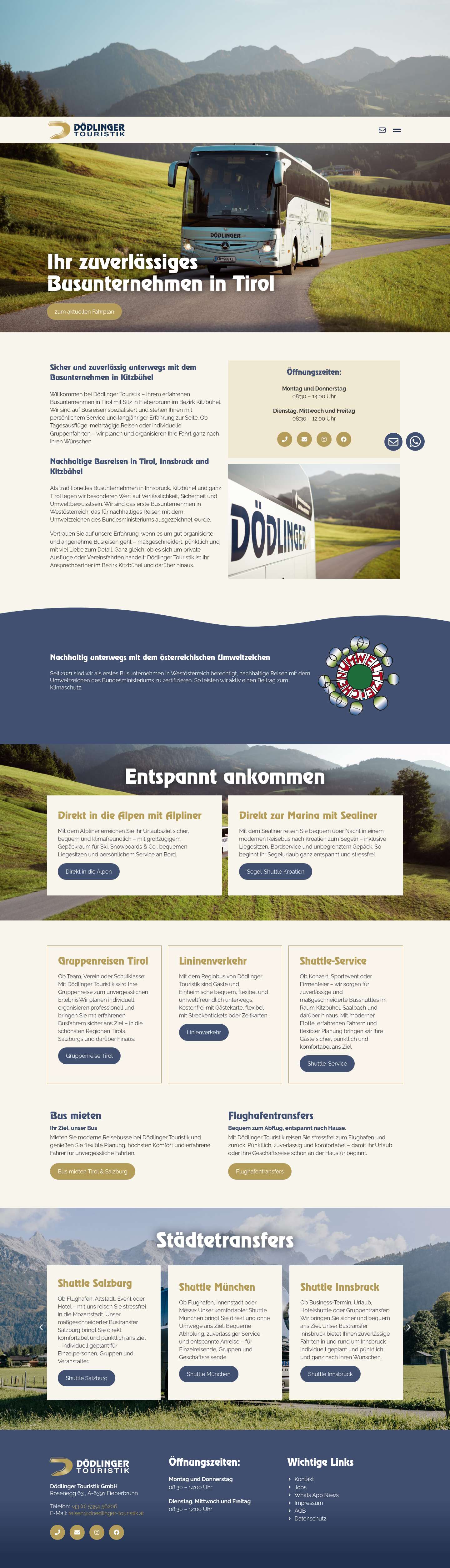 Busunternehmen Tirol & Kitzbühel | Dödlinger Touristik - Full Screenshot