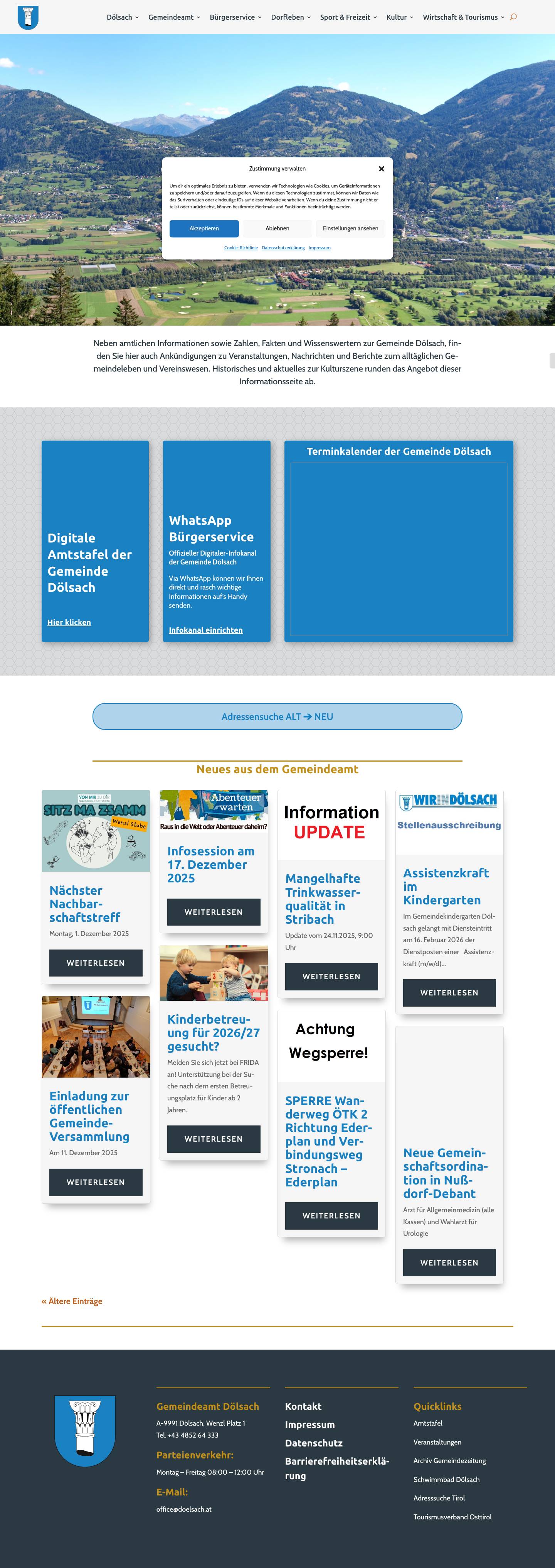 Gemeinde Dölsach | Amtliche Webseite der Gemeinde Dölsach in Osttirol - Full Screenshot
