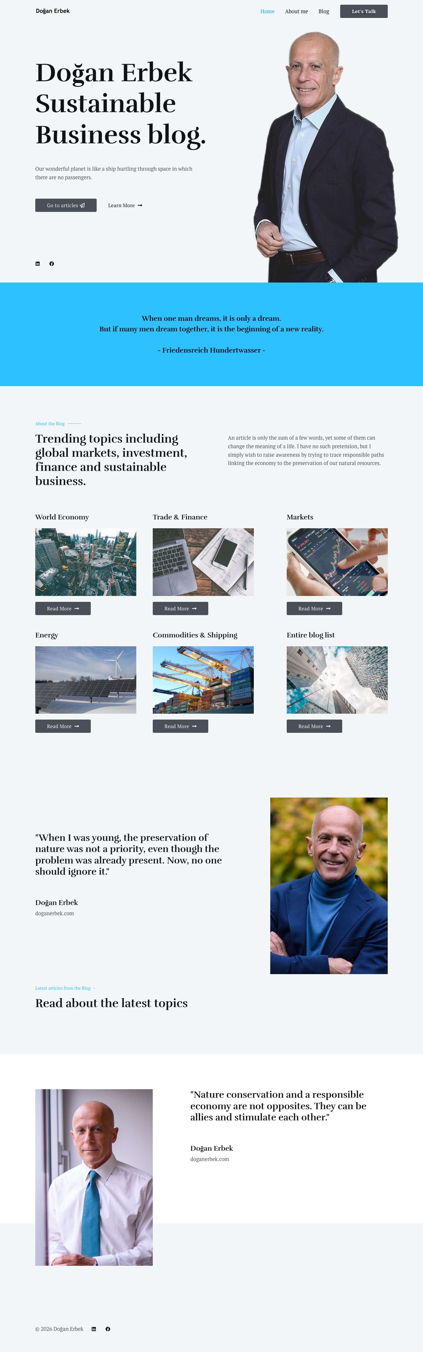 Sustainable Business Blog - Doğan Erbek - Full Screenshot