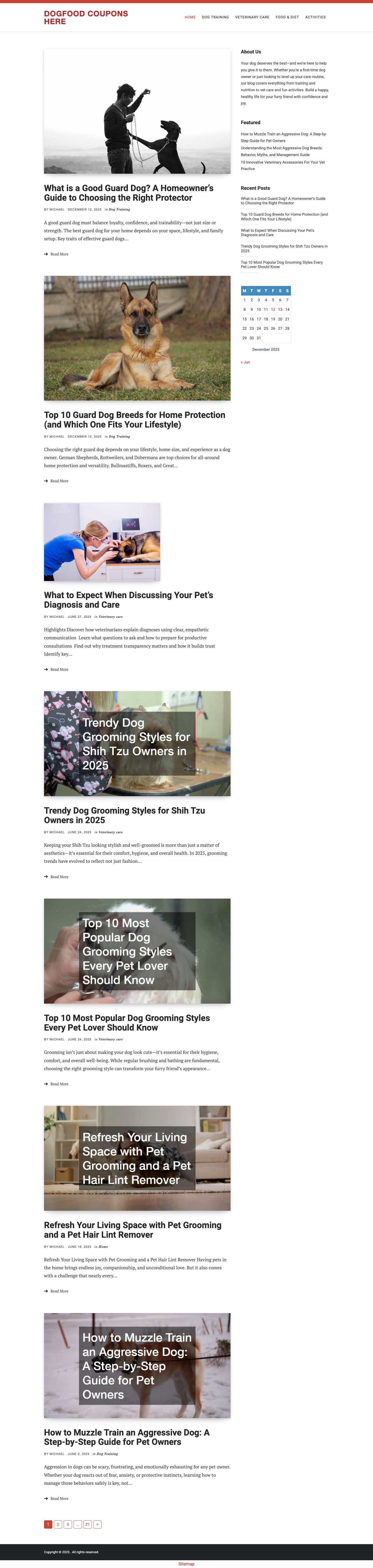 Dogfood Coupons Here: Essential Dog Wellness & Training Tips - Full Screenshot