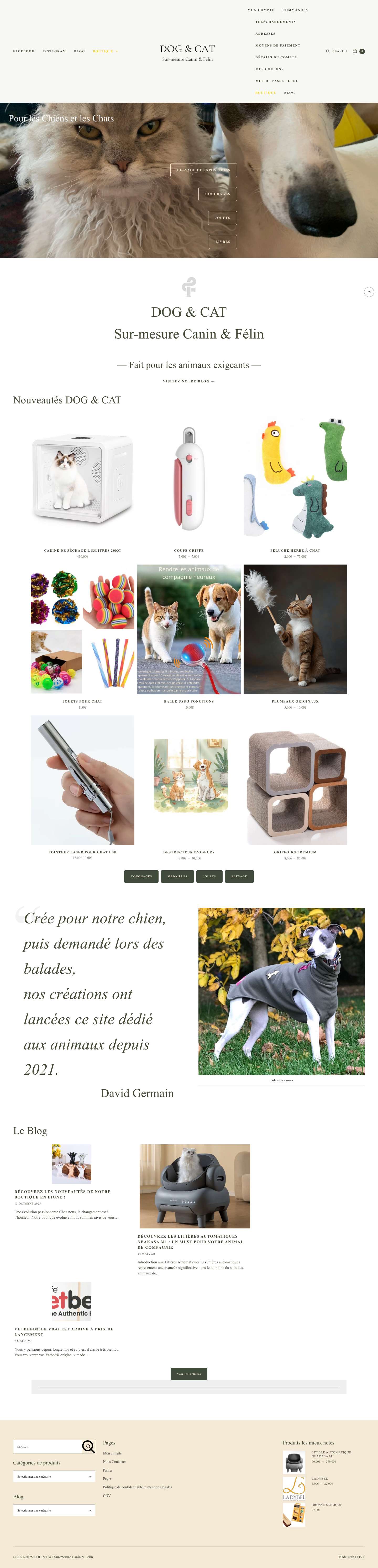 Boutique - DOG & CAT Sur-mesure Canin & Félin - Full Screenshot