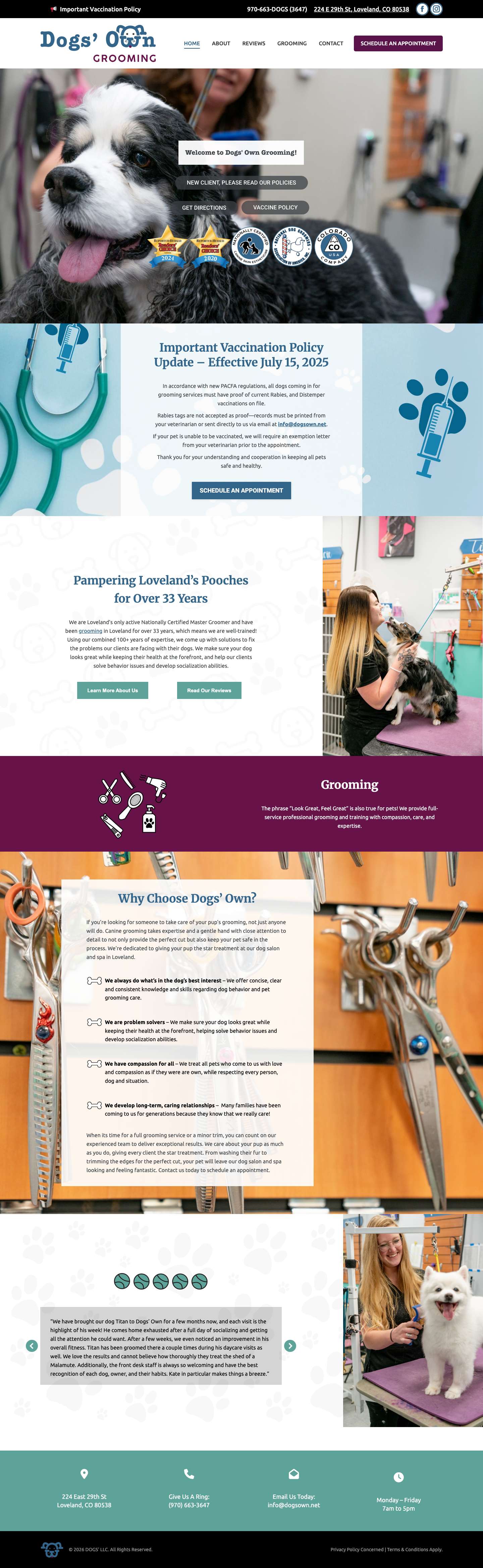 Dog Groomer | Loveland, CO | Dogs' Own Grooming - Full Screenshot