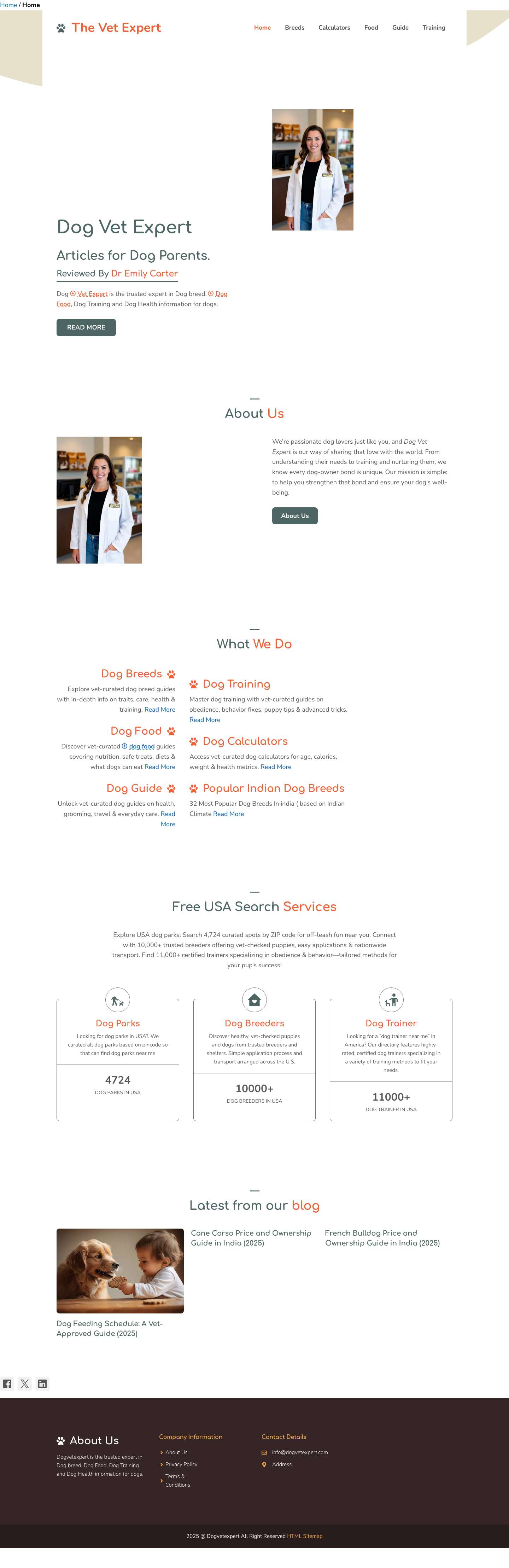 Dog Vet Expert :- Articles Reviewed by Vet Dr Emily Carter - Full Screenshot