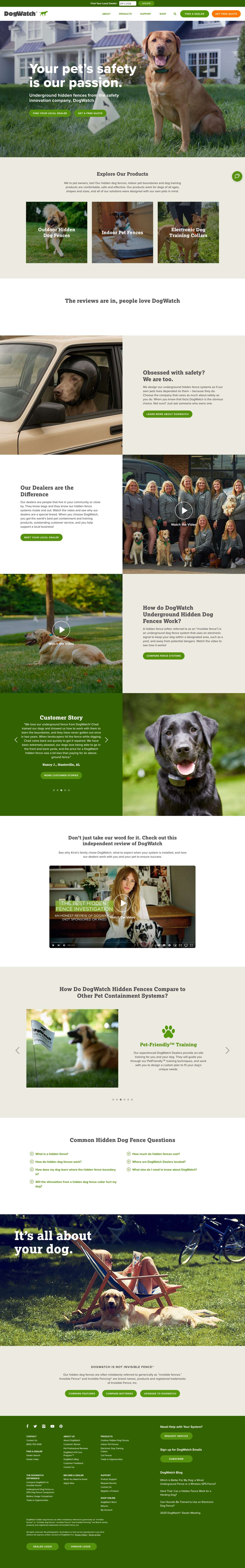 DogWatch® - The Original Hidden Dog Fence Company - Full Screenshot