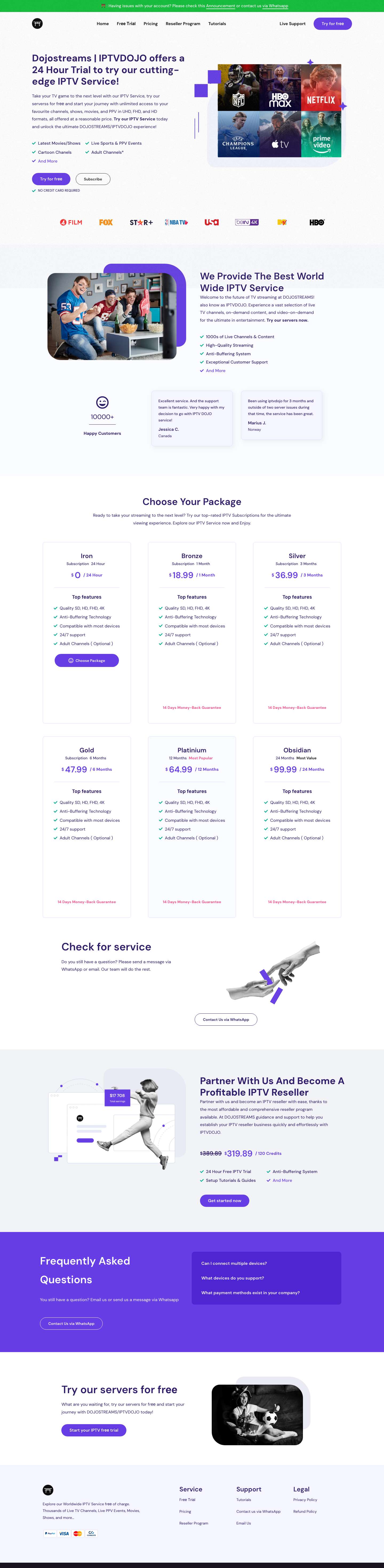 DOJOSTREAMS | IPTVDOJO • #1 IPTV Service Provider - Full Screenshot