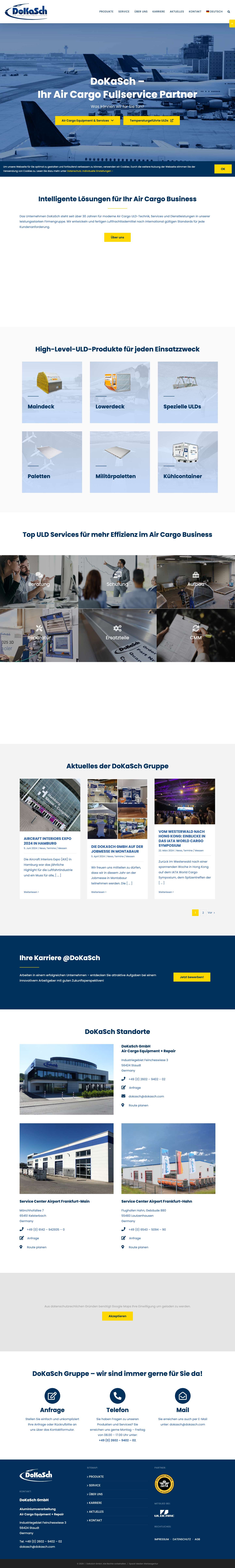 Home - Dokasch Air Cargo Equipment and Repair - Full Screenshot