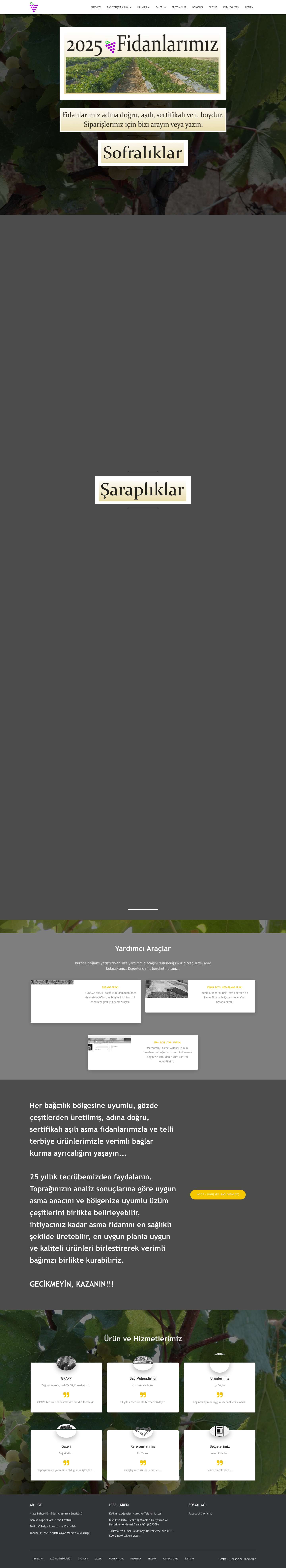 Asma fidanları, metal ve ahşap direkler, bağ yazılımı, danışmanlık - DOKUZASMA FİDANCILIK VE BAĞ MÜHENDİSLİĞİ - Full Screenshot