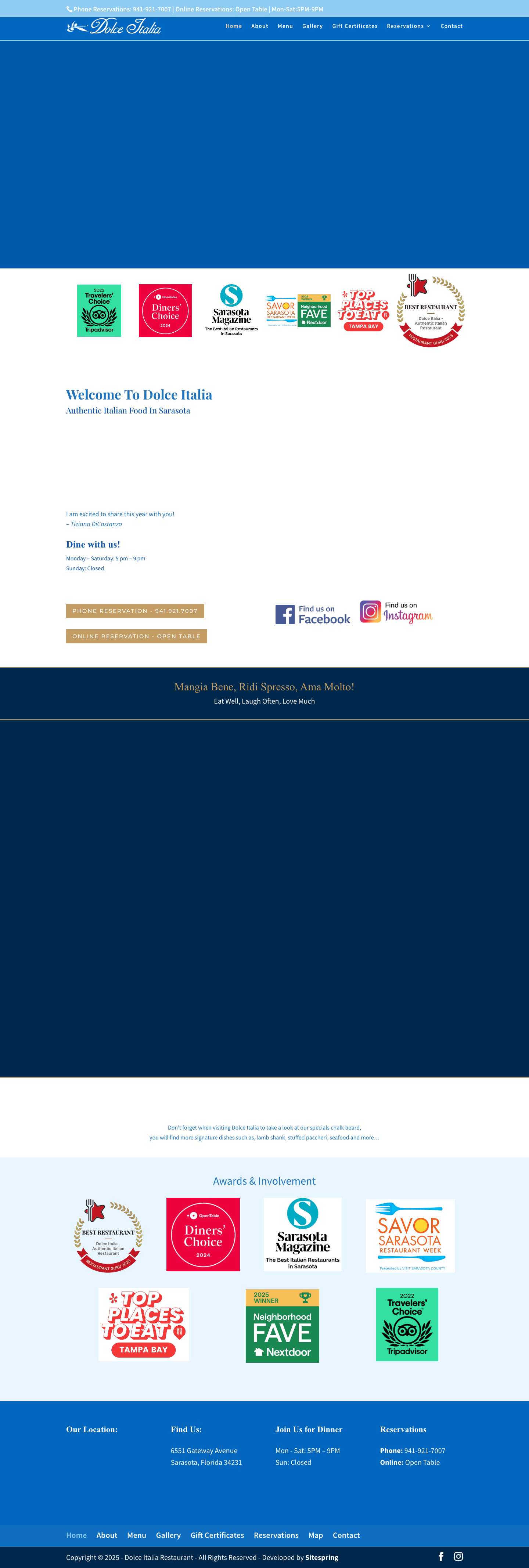 Dolce Italia | Authentic Italian Food Sarasota - Full Screenshot