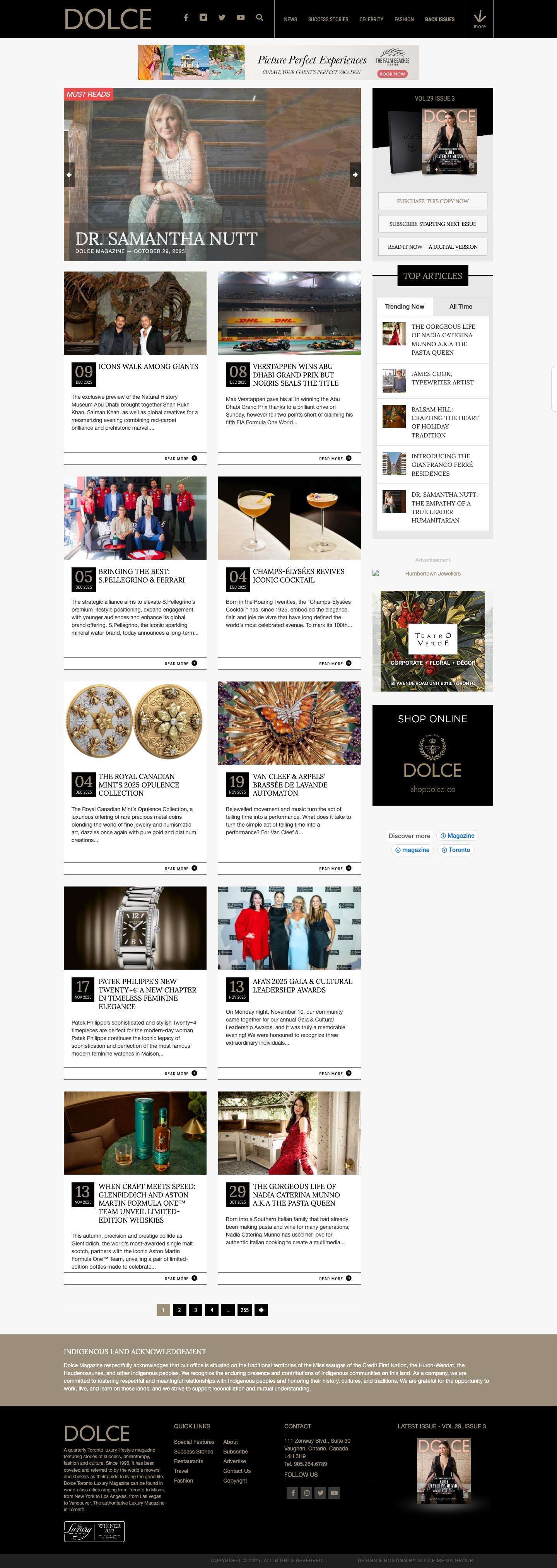 Dolce Luxury Magazine | Luxury Lifestyle Magazine, Toronto, New York, Miami, Los Angeles in Fashion, Success and Travel - Full Screenshot