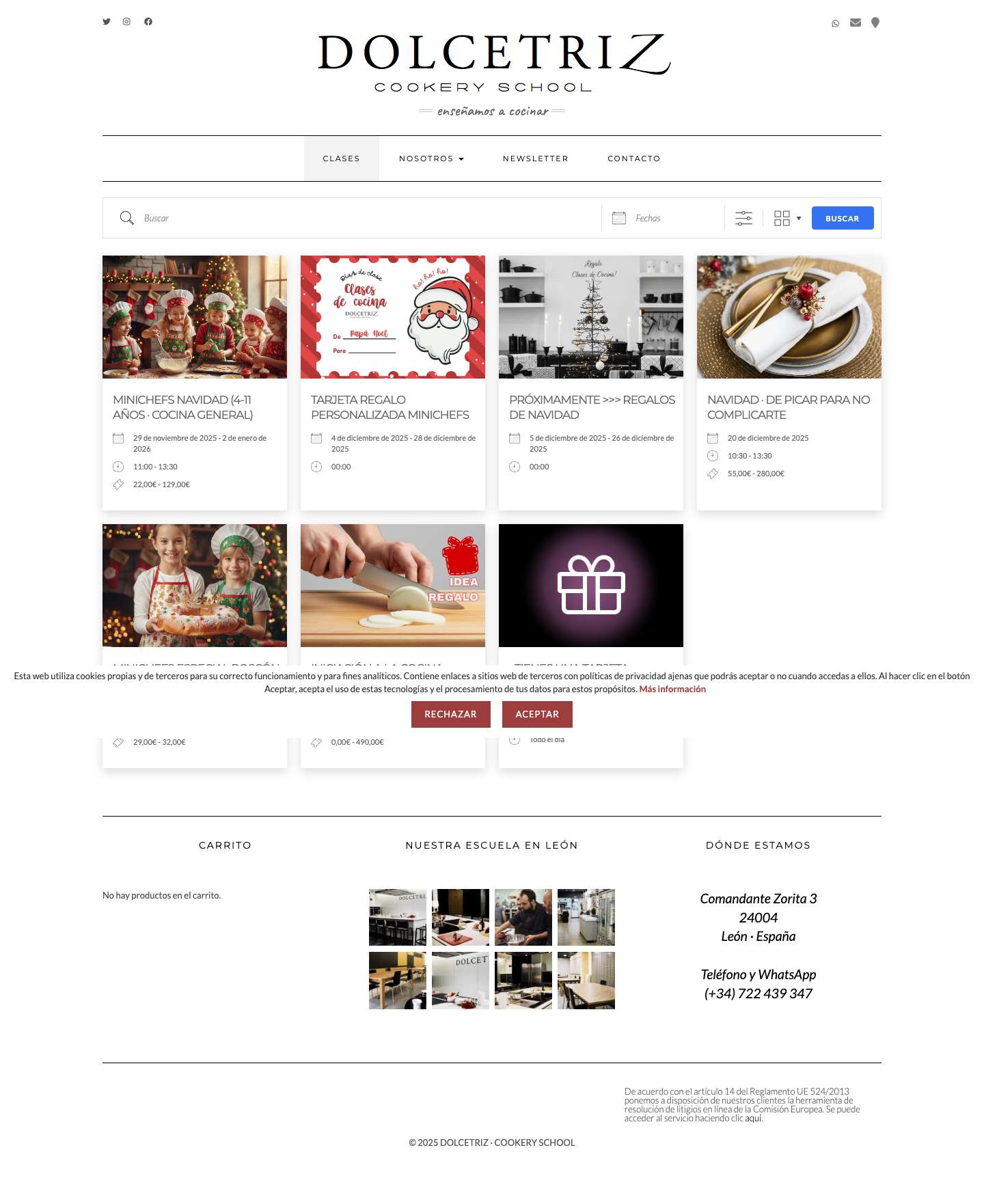 Eventos • Dolcetriz · Cookery School - Full Screenshot