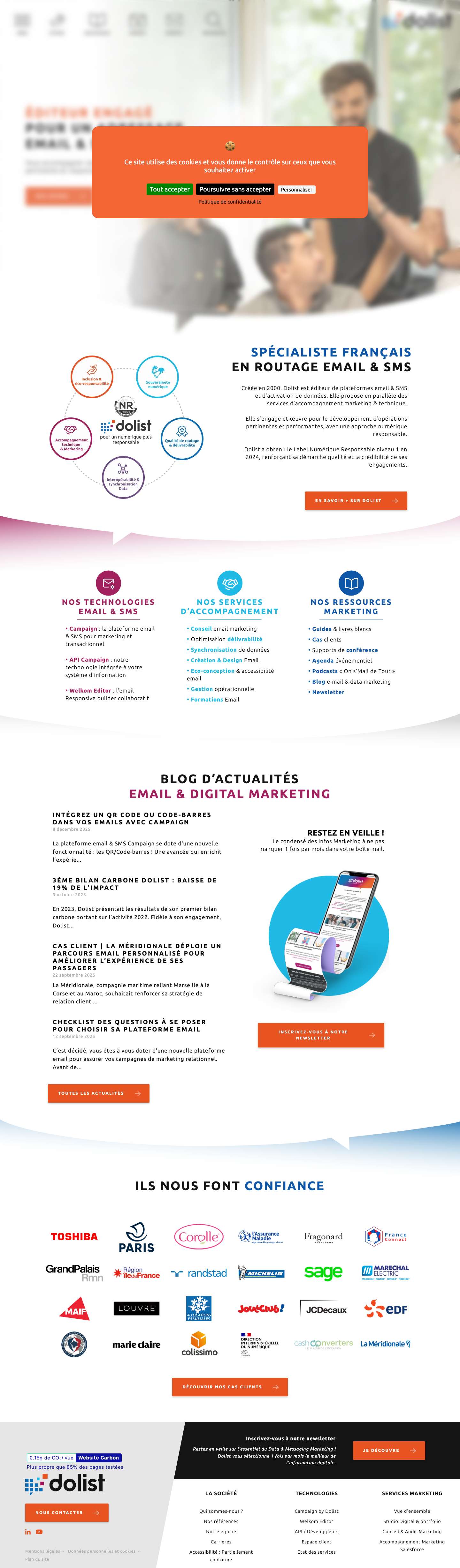 Dolist, spécialiste routage email & sms engagé depuis 2000 - Full Screenshot