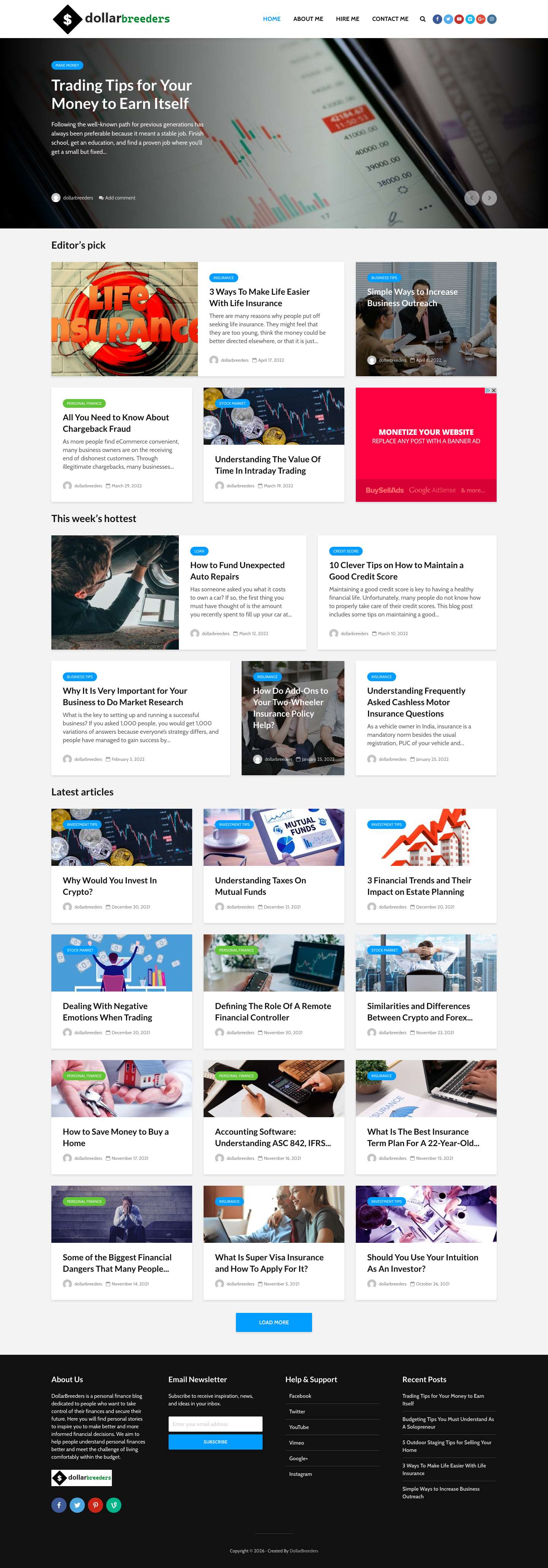 Money Management Tips and Financial Planning | DollarBreeders - Full Screenshot