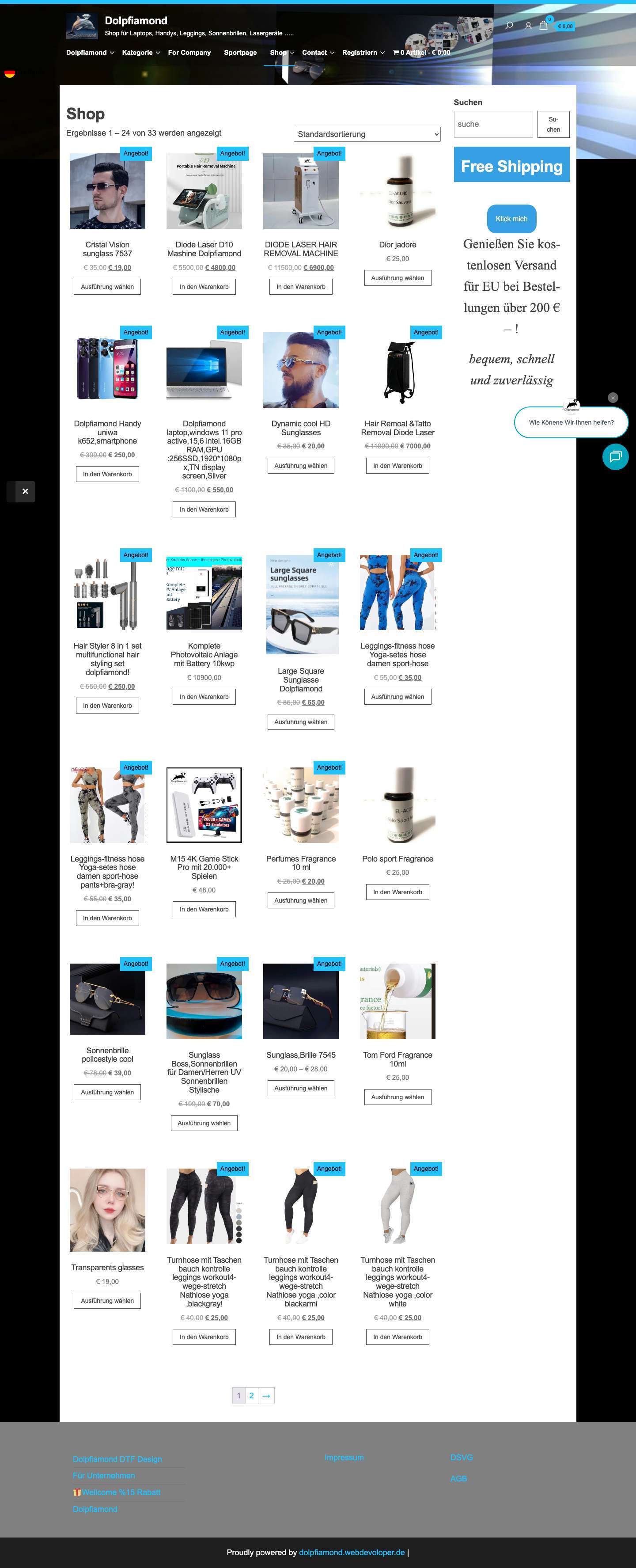 Shop - DolpfiamondDolpfiamond Versandaktion - Full Screenshot