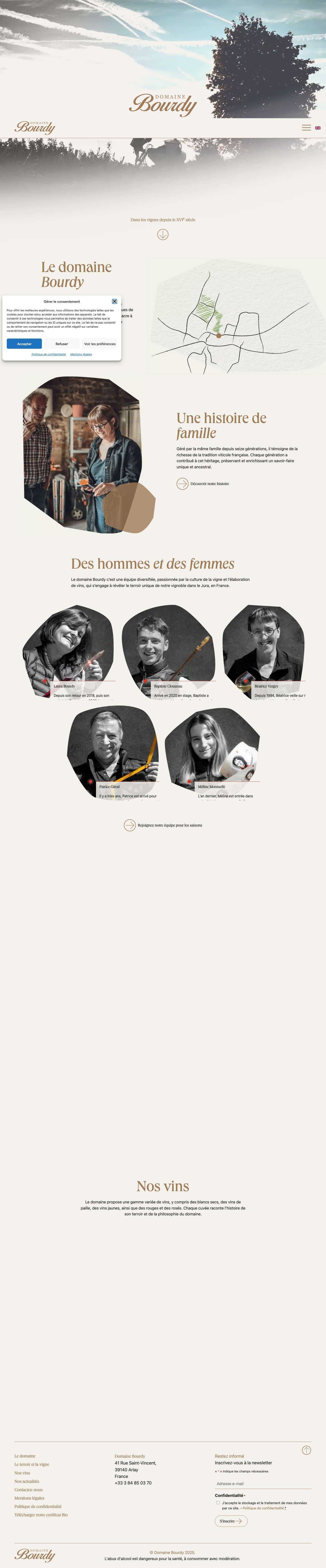 Domaine Bourdy : Vins du Jura, Arlay - Full Screenshot