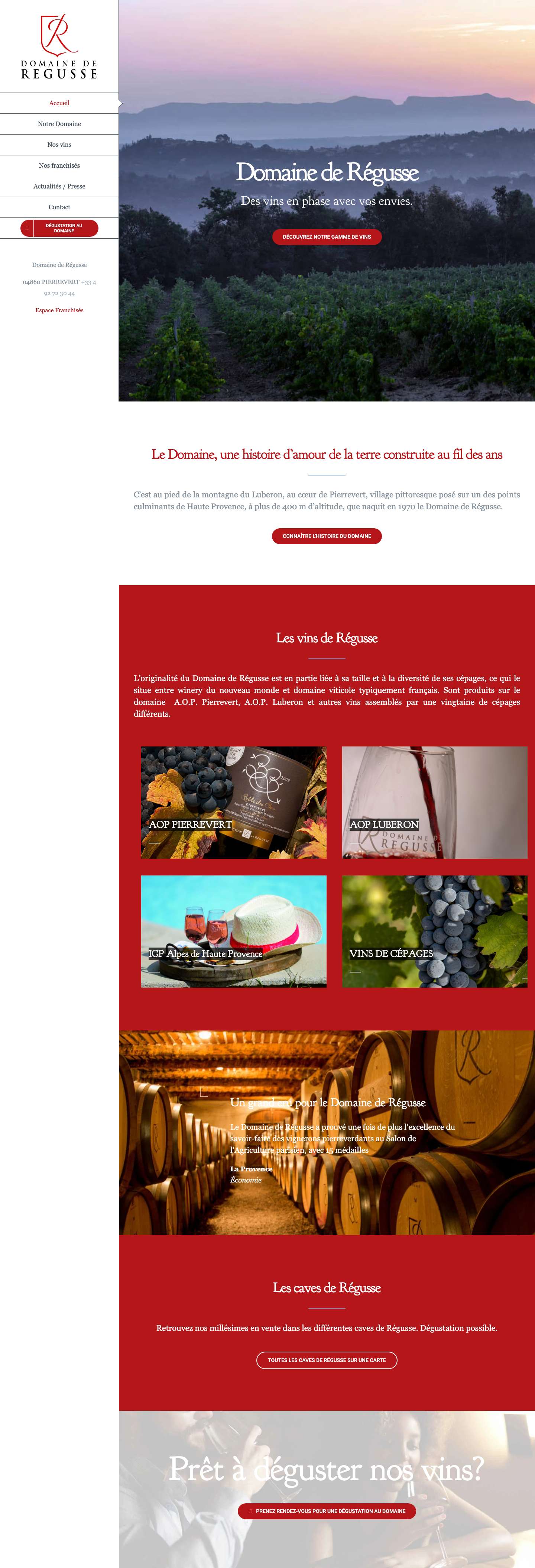 Domaine Régusse viticole situé à Pierrevert - Vins de Régusse AOP et IGP - Full Screenshot