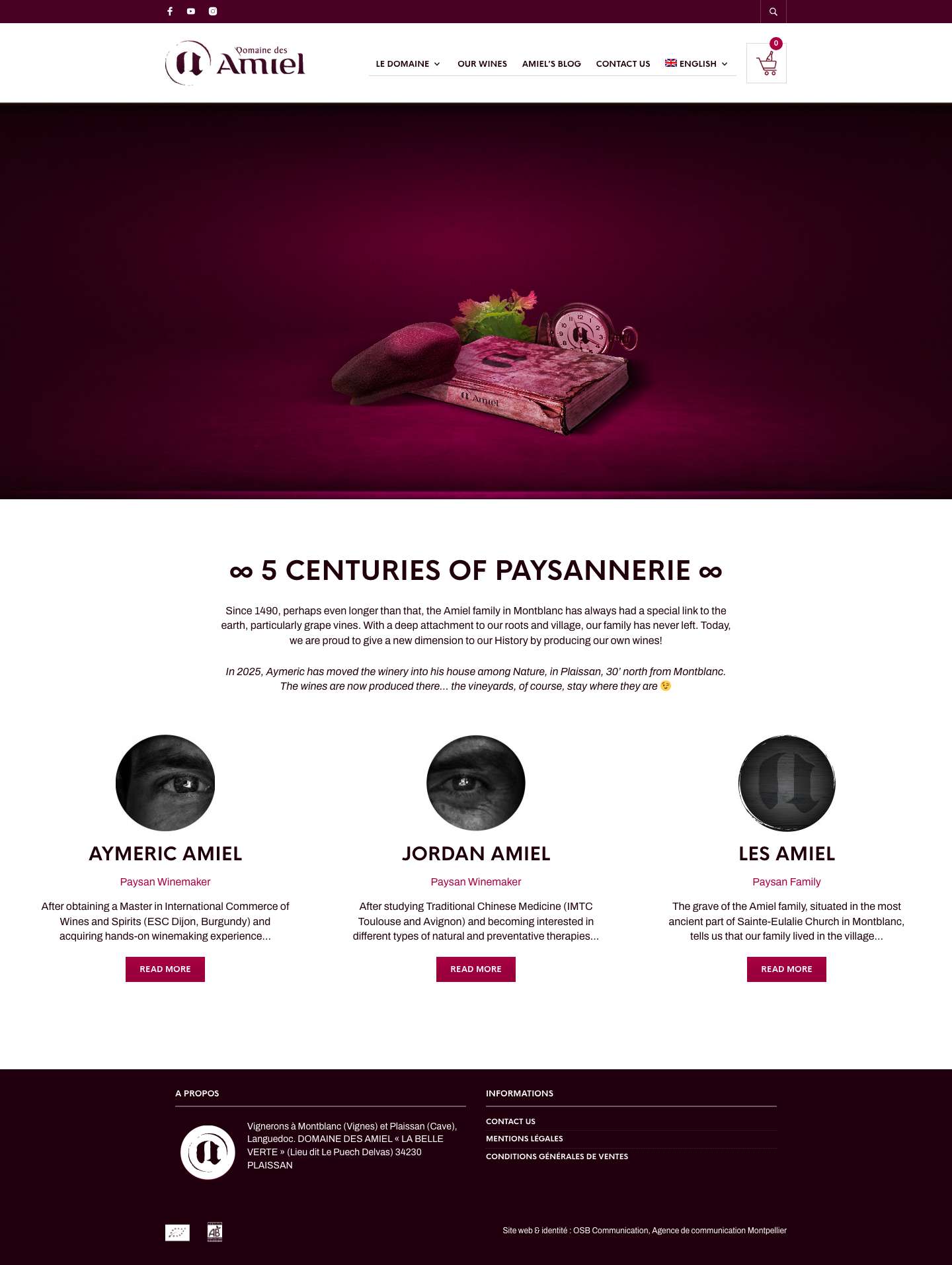 Domaine des Amiel – Vignerons Paysans depuis 5 siècles - Full Screenshot