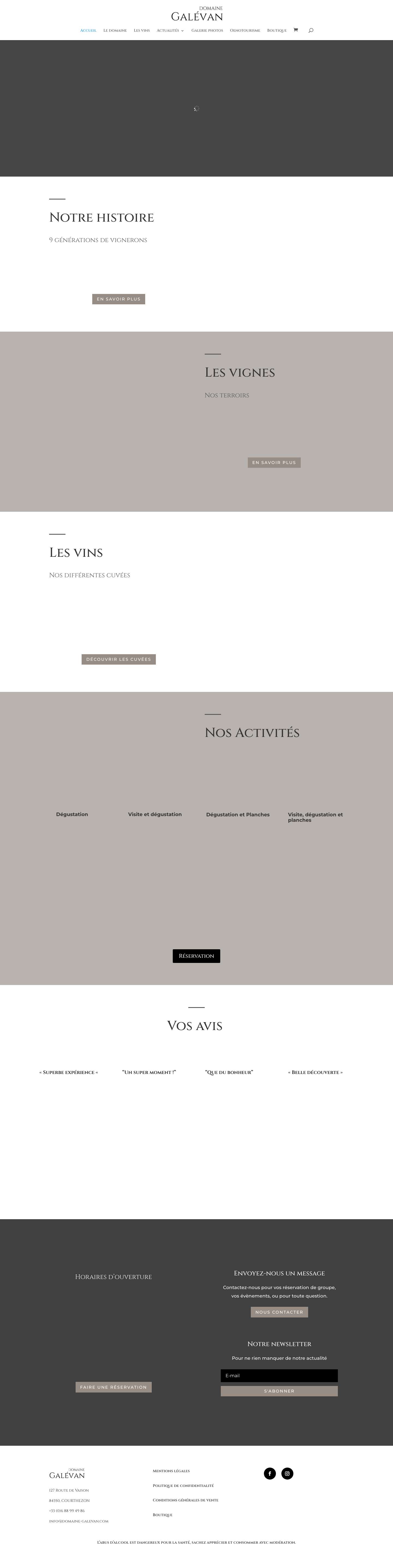 Domaine Galevan | Châteauneuf-du-Pape, Vins bio - Full Screenshot