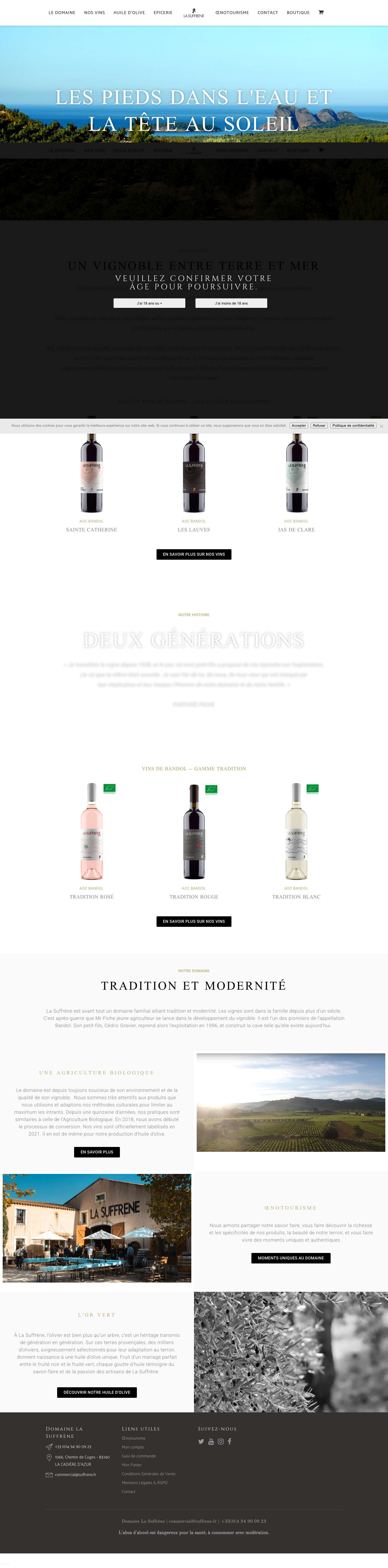 La Suffrène, AOC Bandol, Vins de Pays du Var, Vin Nature - Full Screenshot