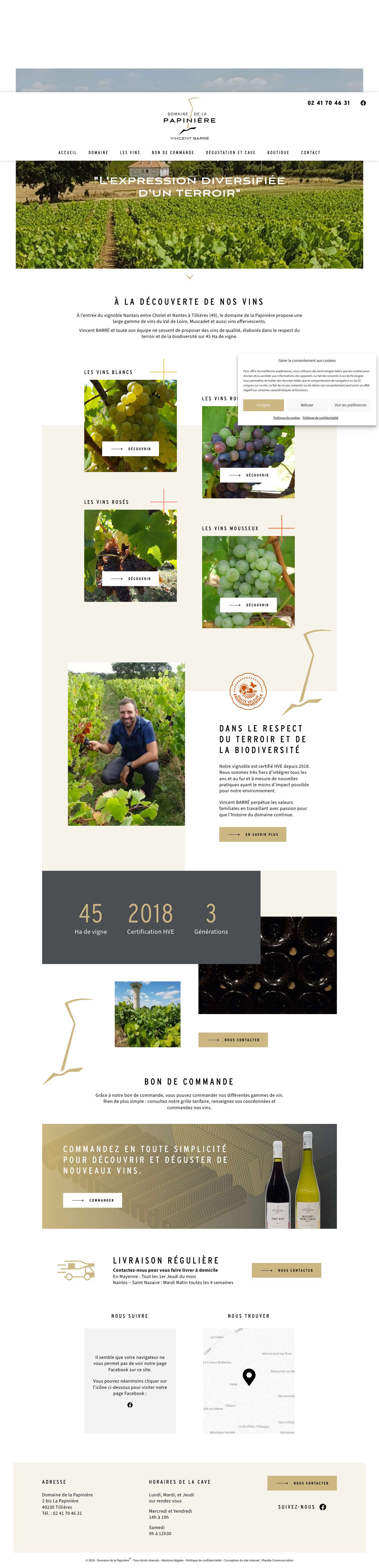 Domaine de la Papinière - Vins de Nantes et de Loire - Full Screenshot