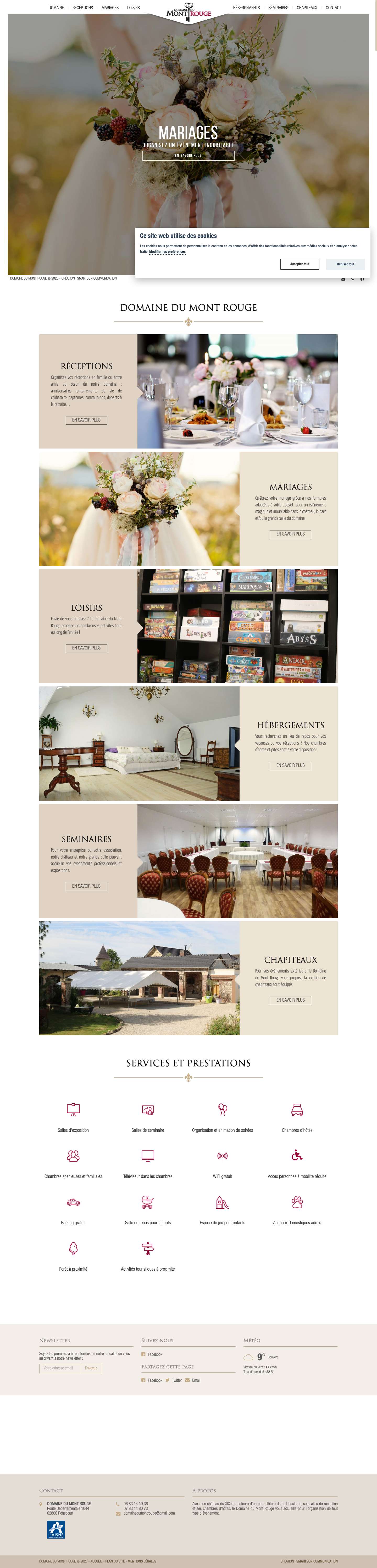 DOMAINE DU MONT ROUGE – Location de salles pour mariage, baptême, séminaire … - Full Screenshot