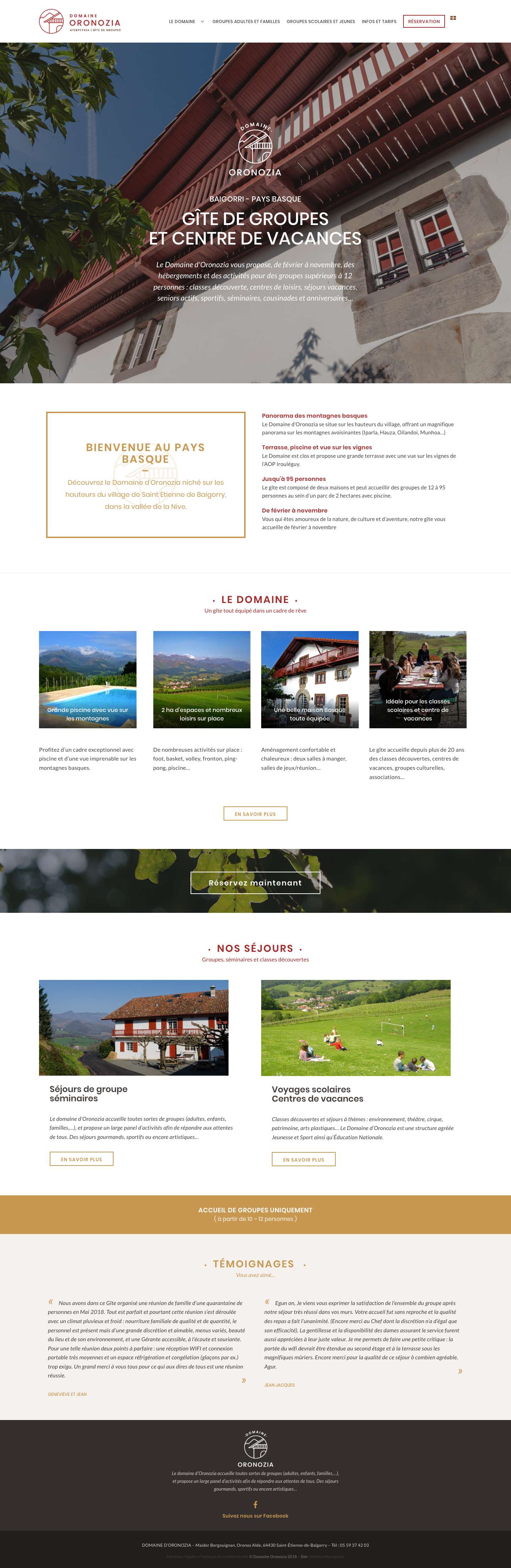 Domaine d'Oronozia, Gîte de groupe • Baigorry Pays Basque - Full Screenshot