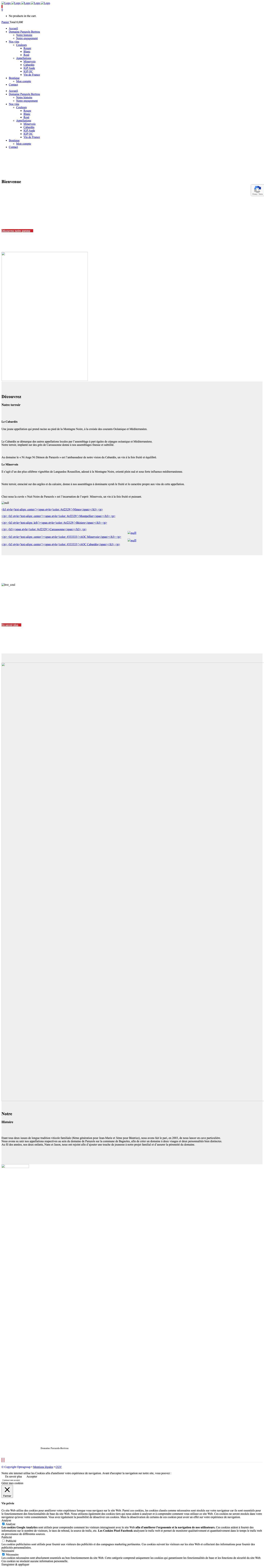 Domaine Parazols Bertrou | AOP Cabardès - AOP Minervois - Full Screenshot