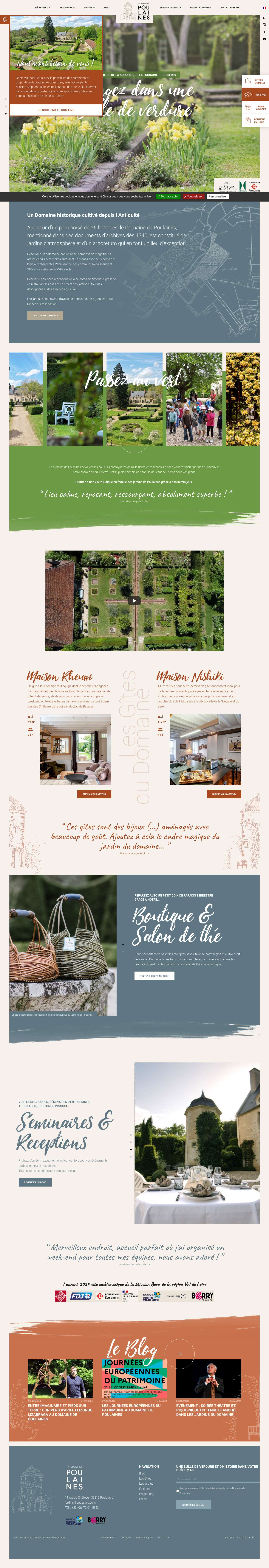 Domaine de Poulaines : Jardin, Arboretum & Gîte à Louer | Domaine de Poulaines - Full Screenshot