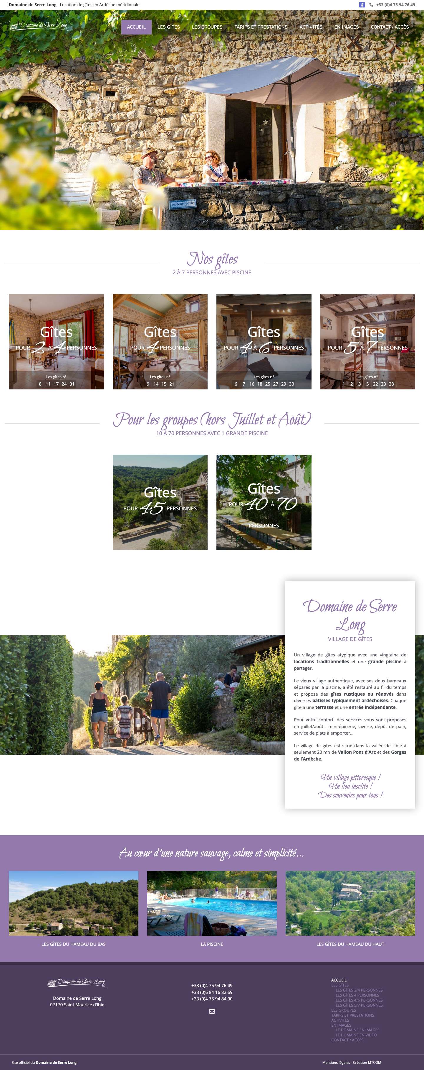 Village de gîtes Ardèche | Domaine de Serre Long – St Maurice d’Ibie - Full Screenshot