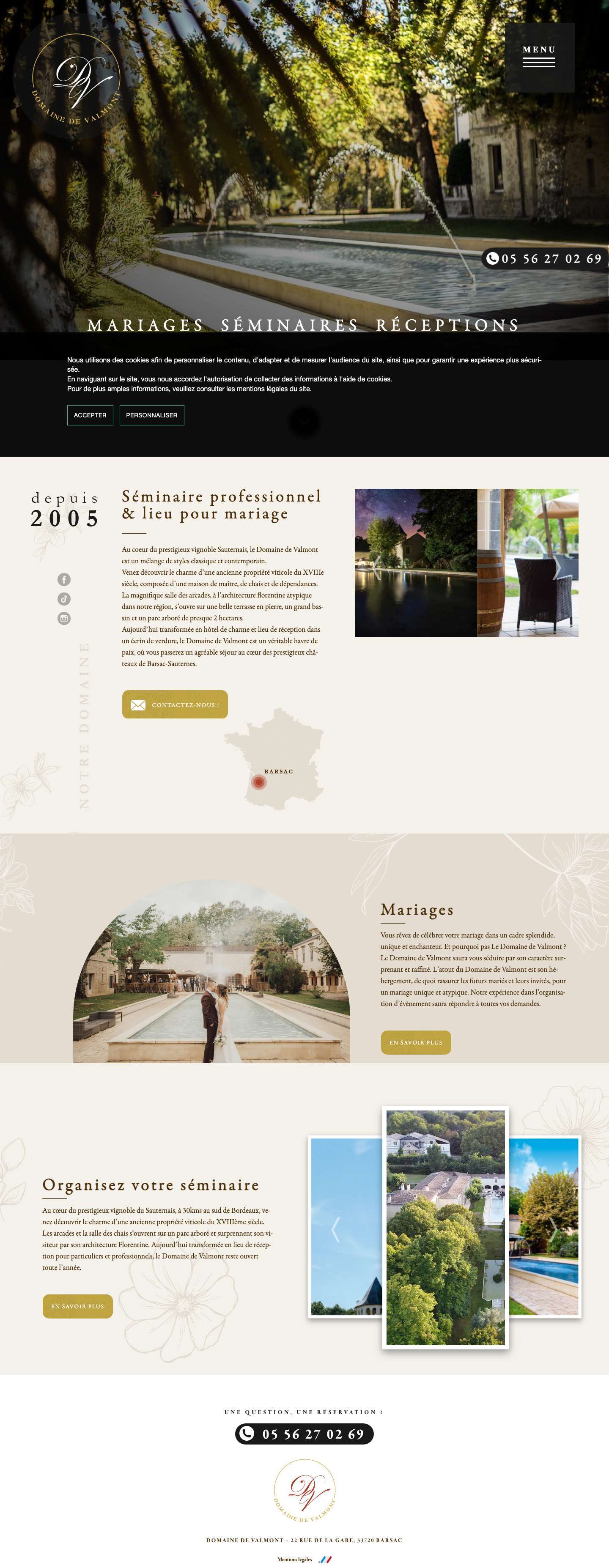 Séminaire professionnel Bordeaux - Domaine de ValmontSéminaire professionnel Bordeaux - Domaine de Valmont - Full Screenshot