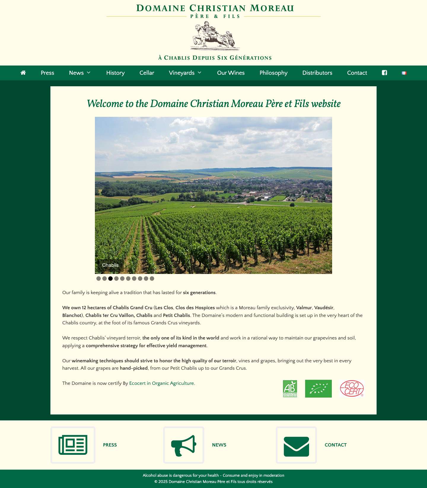 Domaine Christian Moreau Père et Fils – Vins de Chablis en Bourgogne - Full Screenshot