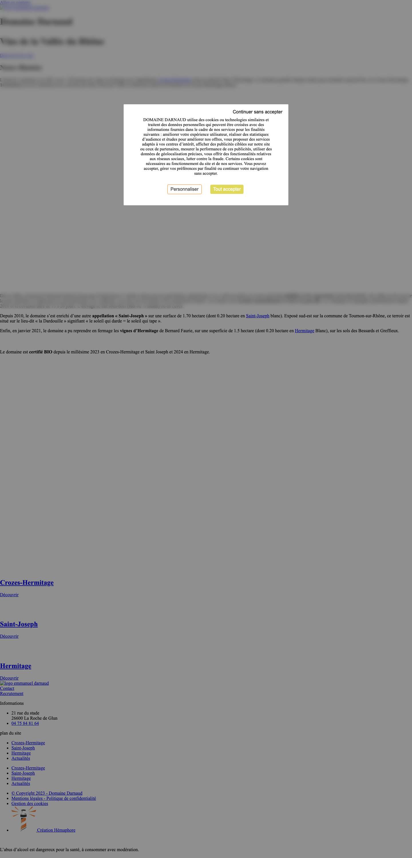 Vignoble dans la Vallée du Rhône - DOMAINE DARNAUD - Full Screenshot