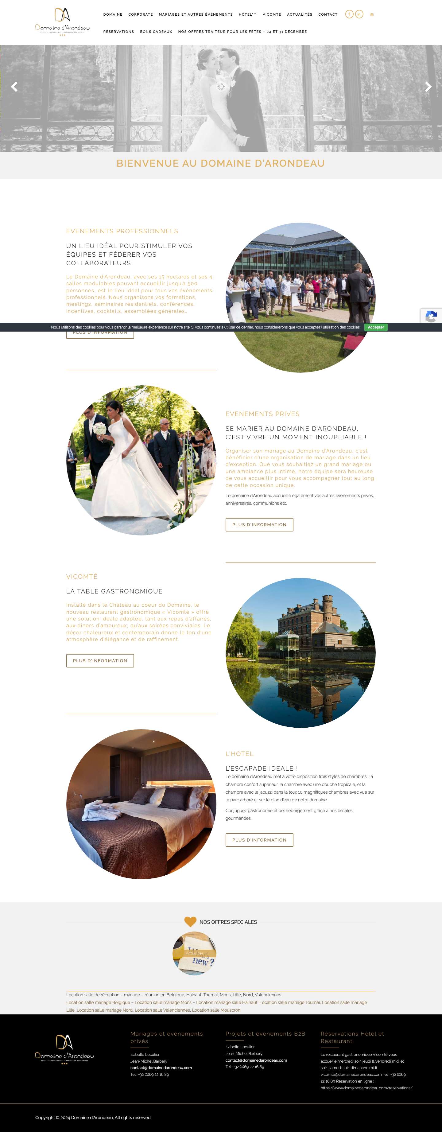 Location salle de réception - mariage - réunion en Belgique, Hainaut, Tournai, Mons, Lille, Nord, Valenciennes - Full Screenshot
