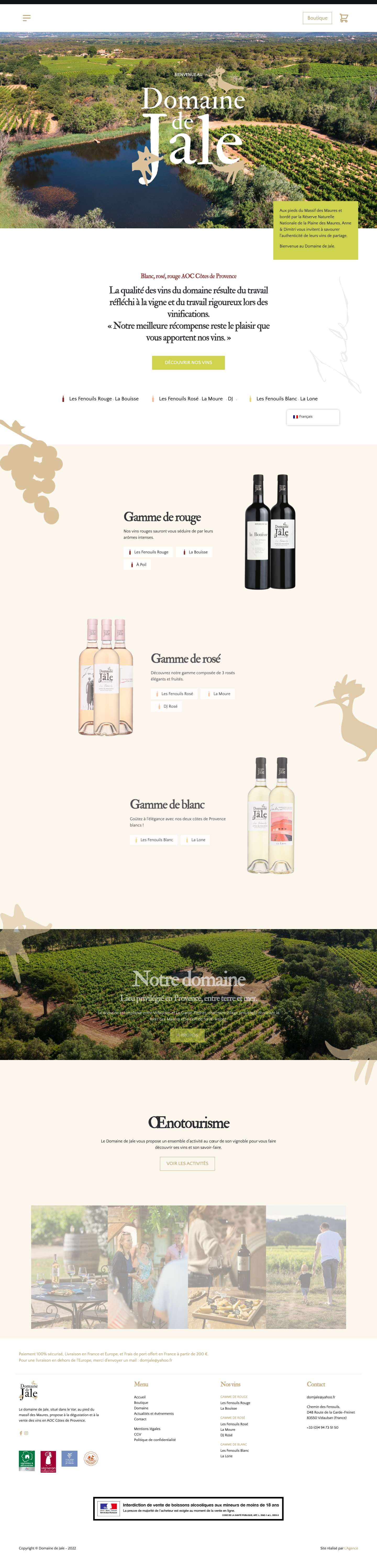 Domaine de Jale • Accueil - Full Screenshot