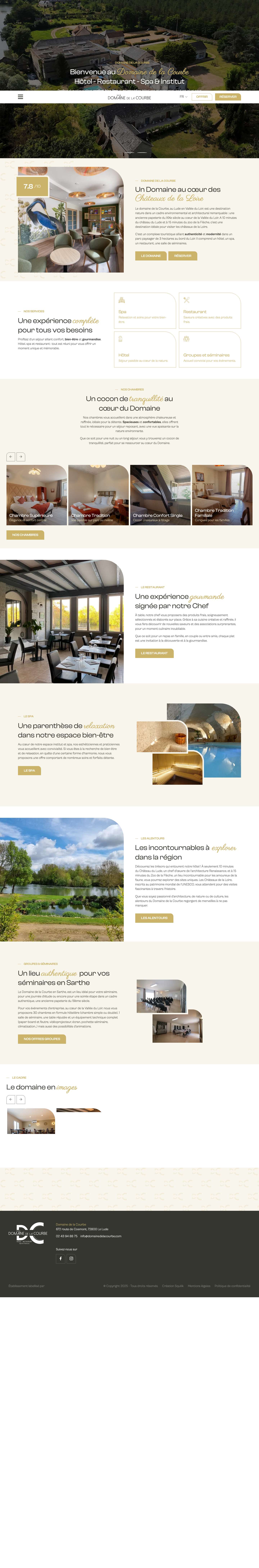 Hôtel restaurant & spa en Sarthe - Domaine de la Courbe - Full Screenshot