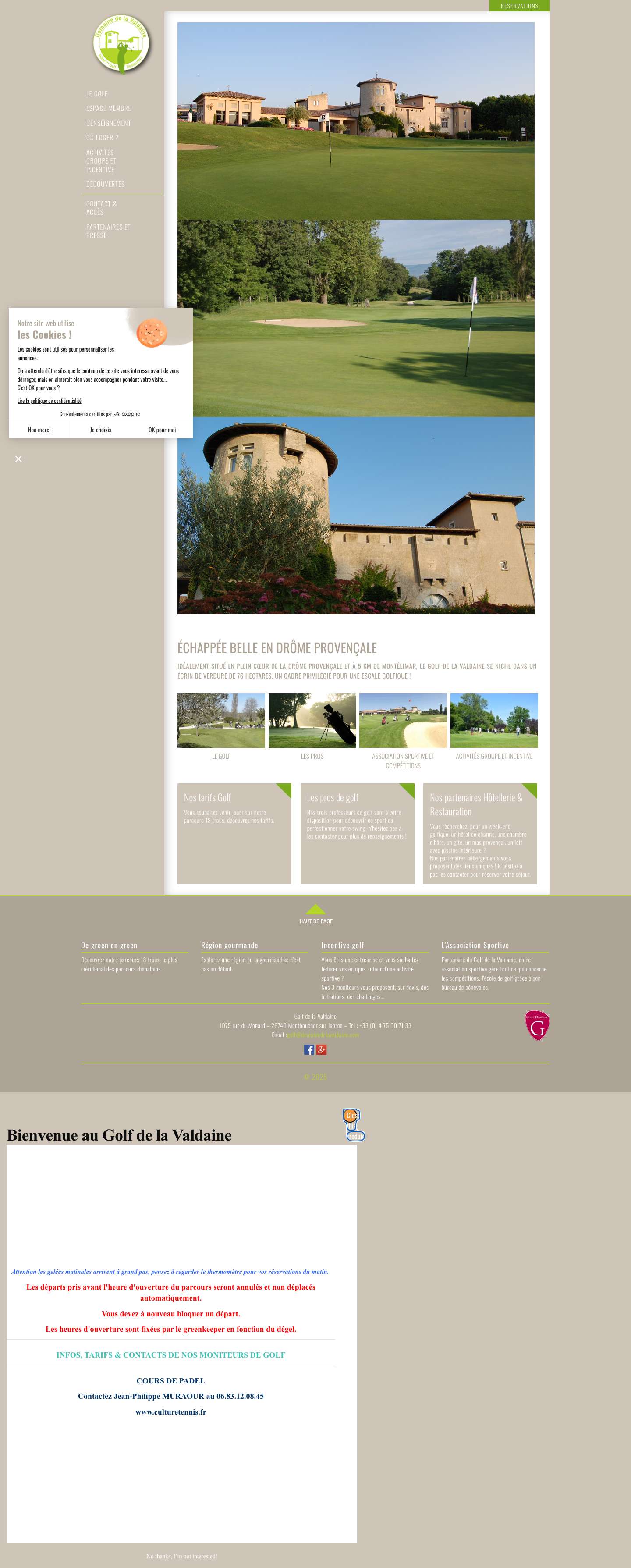 Accueil - Golf de la Valdaine - Full Screenshot