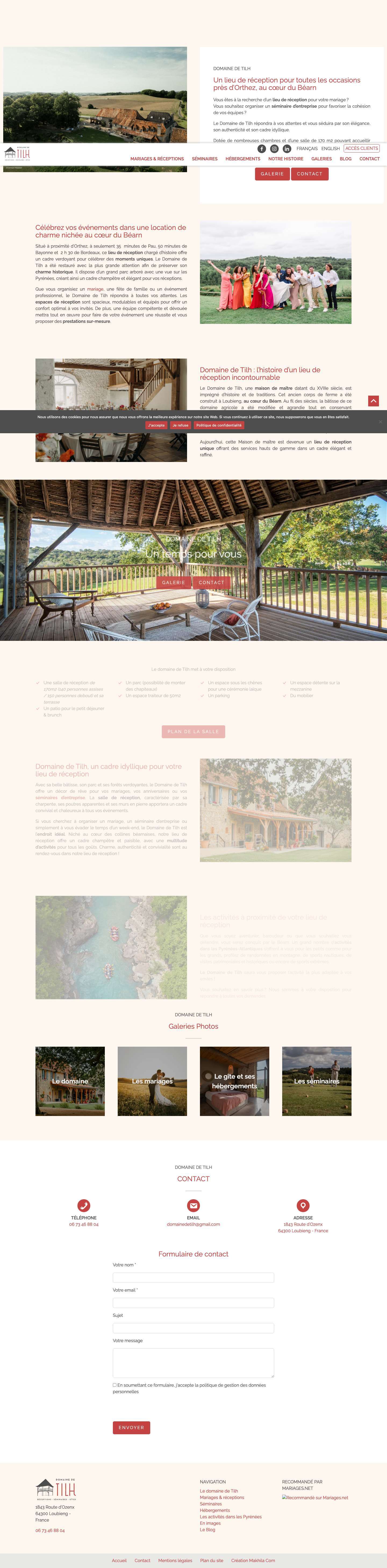 Un lieu de réception au coeur du Béarn - Domaine de Tilh - Full Screenshot