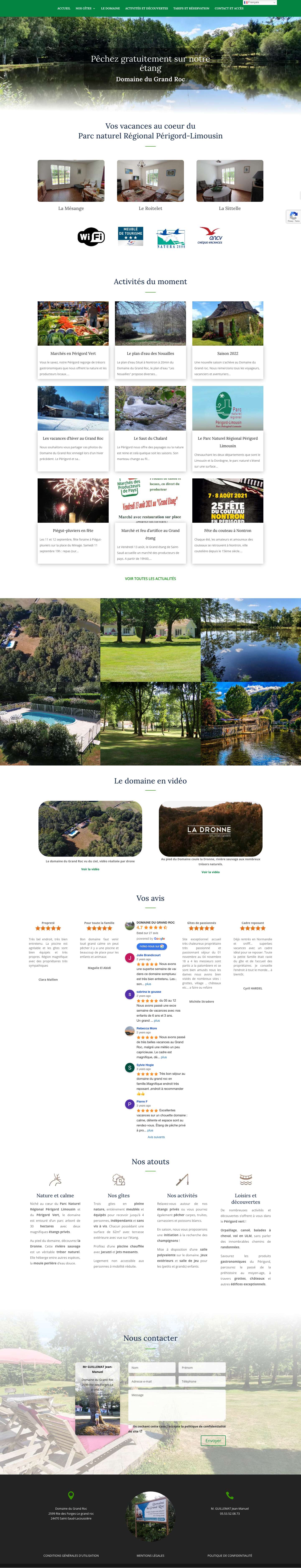 Location de gites en Périgord - Piscine et Étang - Domaine du Grand Roc - Full Screenshot