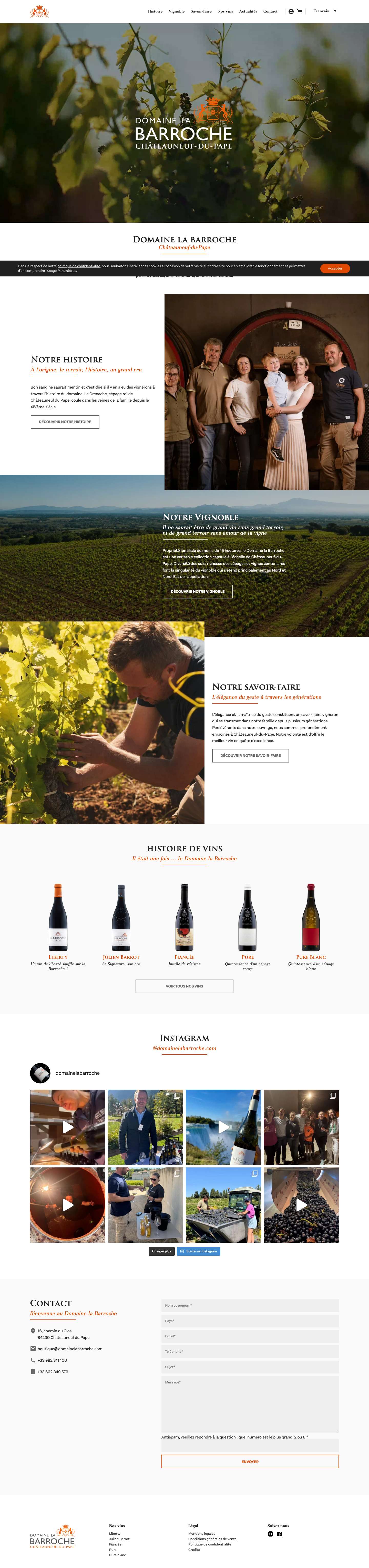 Domaine la Barroche | Chateauneuf-du-Pape & Côtes du Rhône, site officiel - Full Screenshot