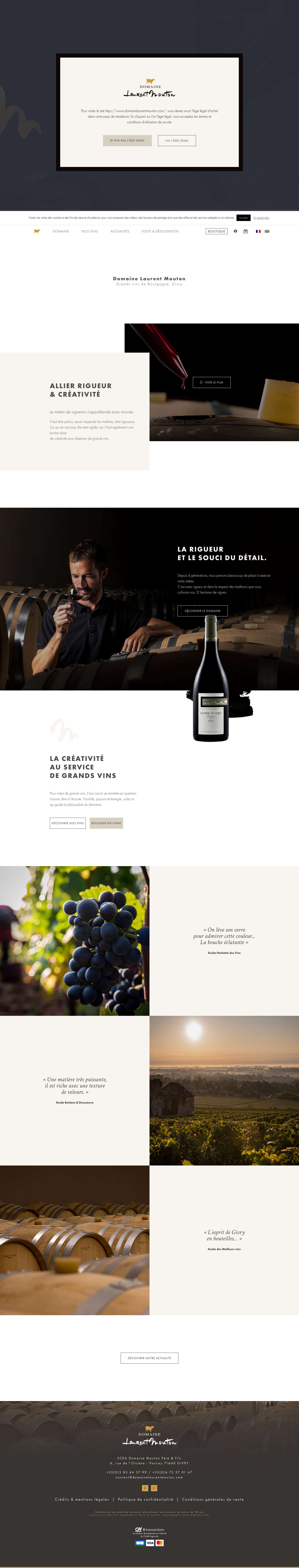 Domaine Laurent Mouton - Grands Vins de Bourgogne. GIVRY - Full Screenshot