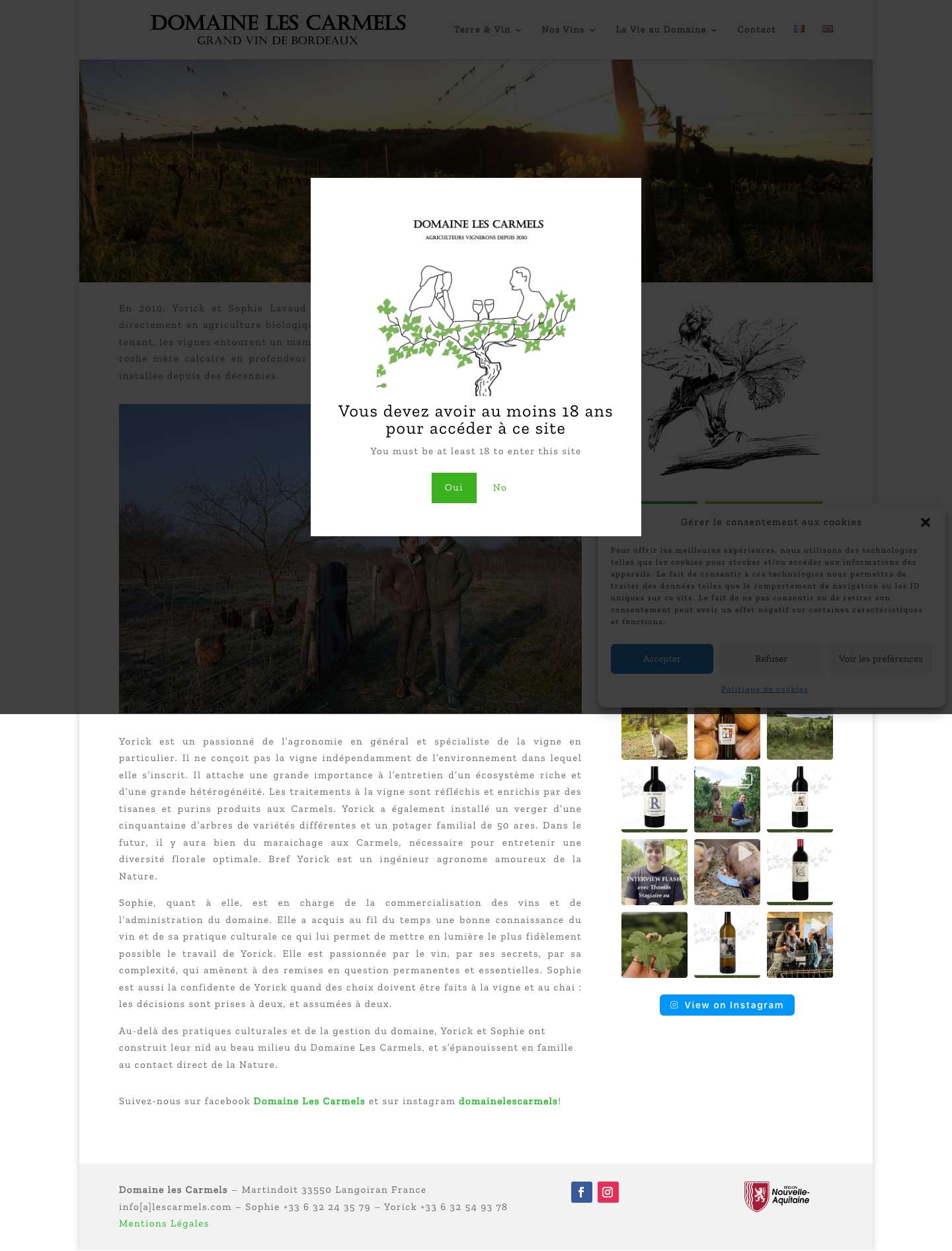 Domaine Les Carmels AOC Cadillac Côtes de Bordeaux Agriculture biologique - Full Screenshot