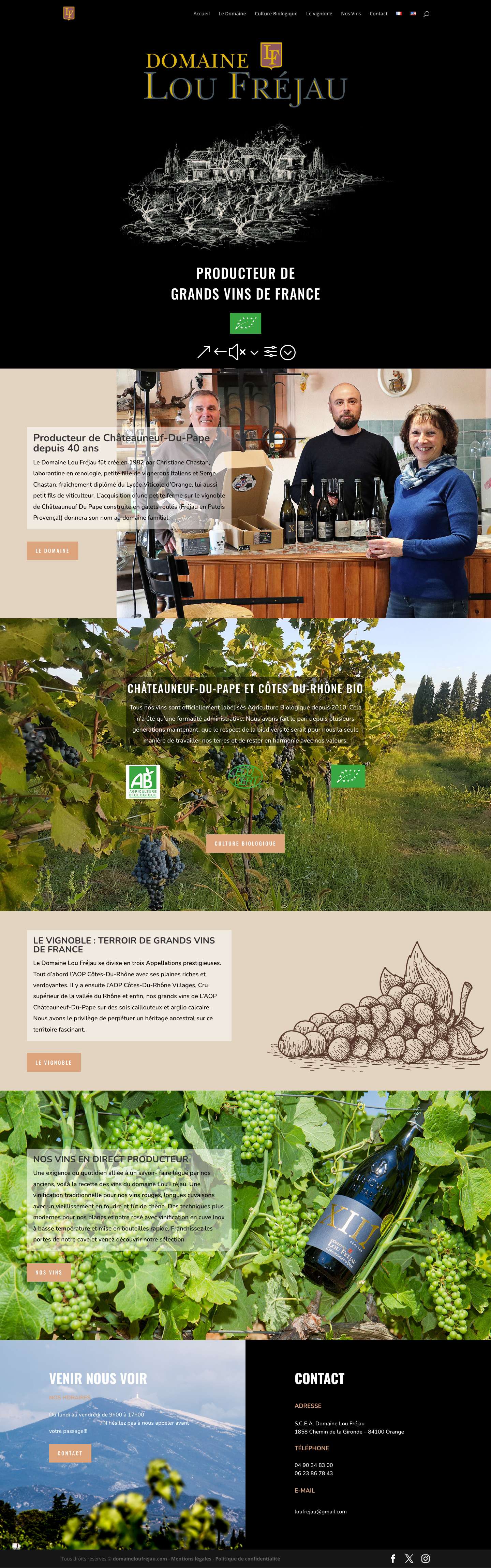 Vente de Châteauneuf-Du-Pape Bio en direct producteur - AOP - Full Screenshot