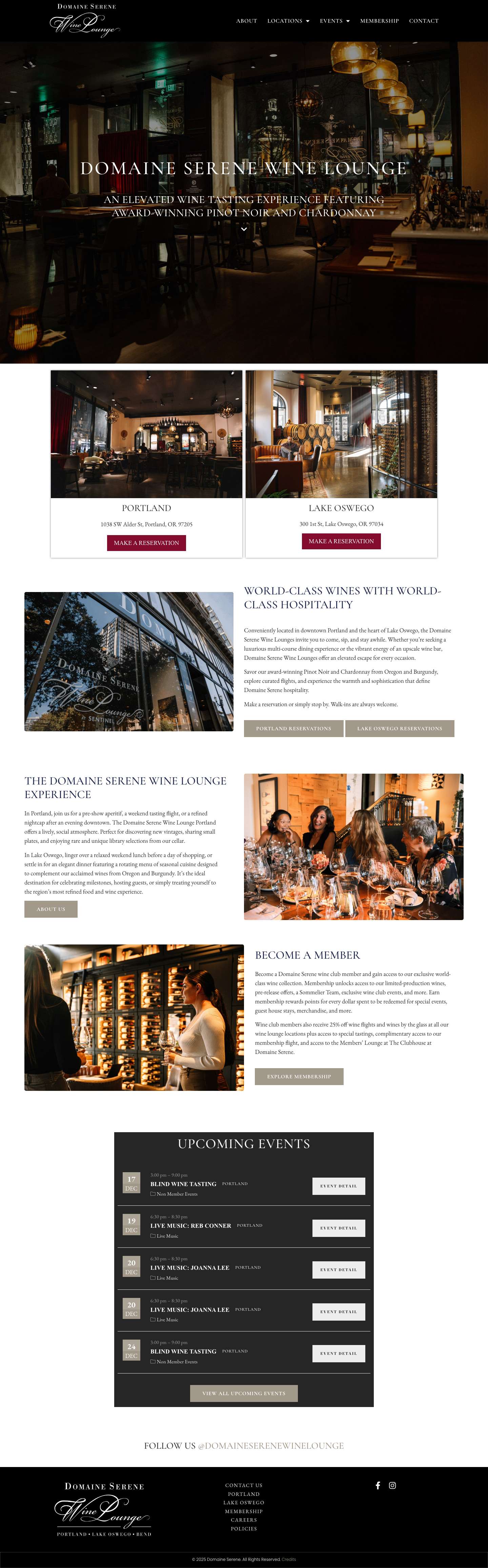 Domaine Serene Wine Lounge – An immersive wine & food experience - Full Screenshot